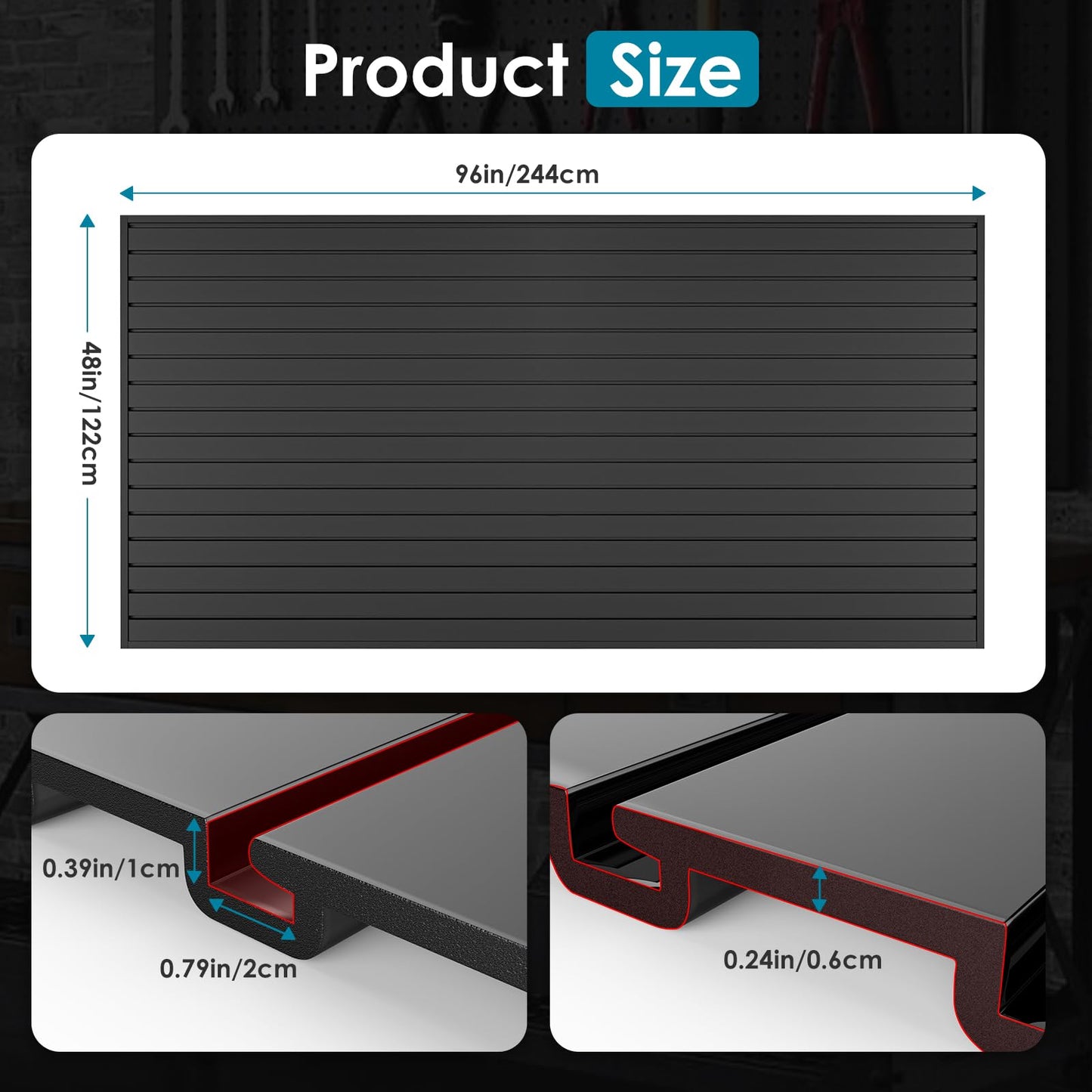 Brakki PVC Slat Wall Paneling 4x8 ft, Garage Organizer Storage System, Black Slatwall Panels for Garage Organization Product, Heavy Duty Wall Mounted Tool Storage for Home