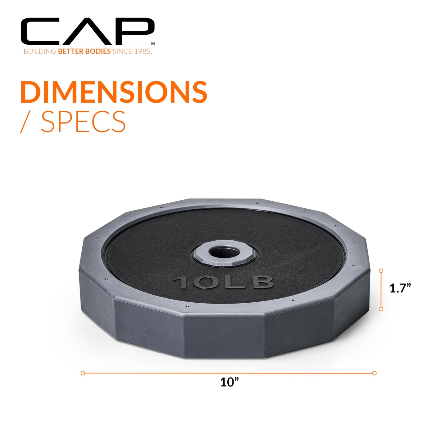 CAP Barbell 40 LB Add-On Plate Pack | Four 10 LB Standard Plates, TPR-Coated Iron Sand Filled Weight Plates | Fits 1-Inch Bars & Adjustable Dumbbell/Barbell Sets