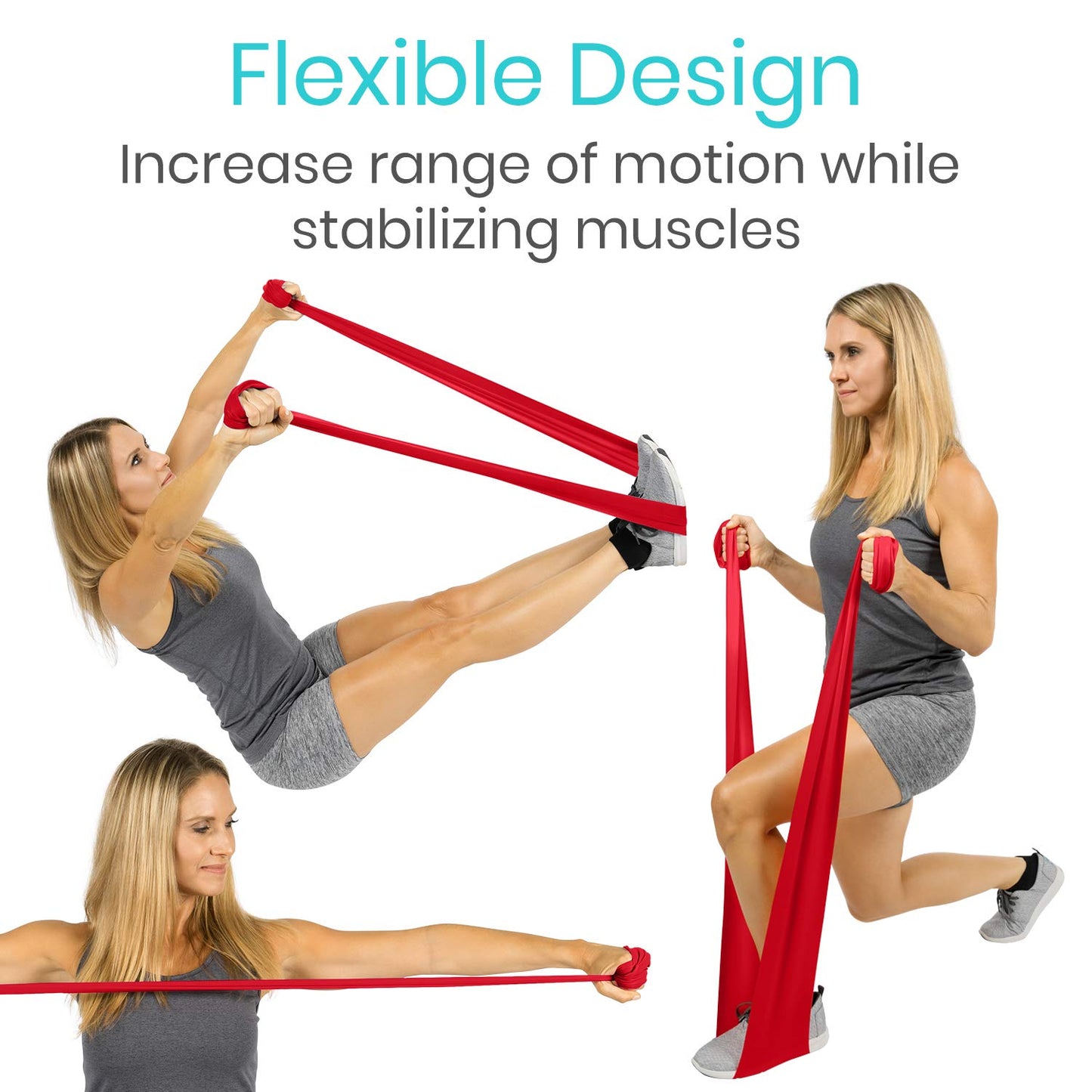 Vive Resistance Bands for Working Out (5 Pack) - Exercise & Workout Resistance Kit - Stretch, Elastic Loop Bands for Physical Therapy, Pilates, Yoga & Gym, for Men & Women (Flat)