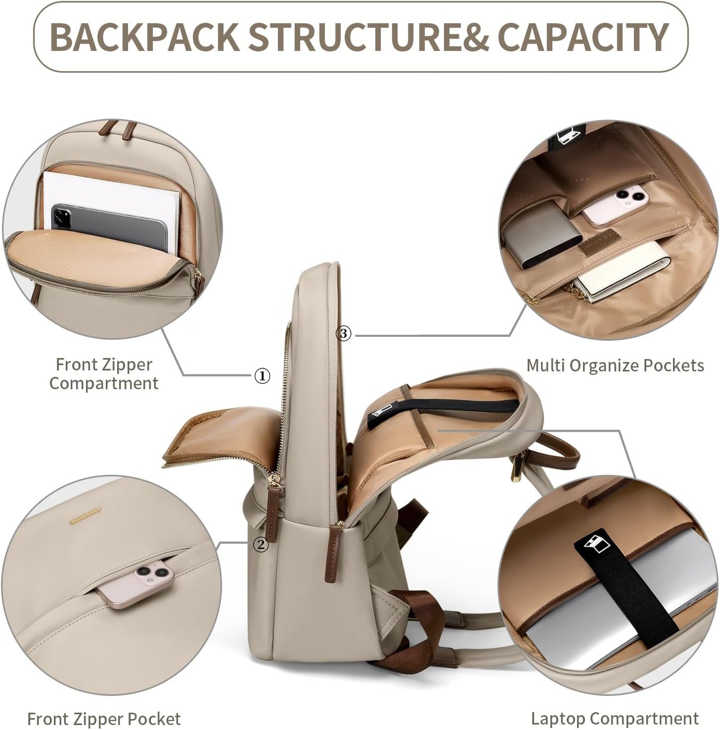 Backpack Backpack 15.6 Inch GOLF SUPAGS Laptop for Women Slim Computer Bag Work Travel College Purse Fits Notebook