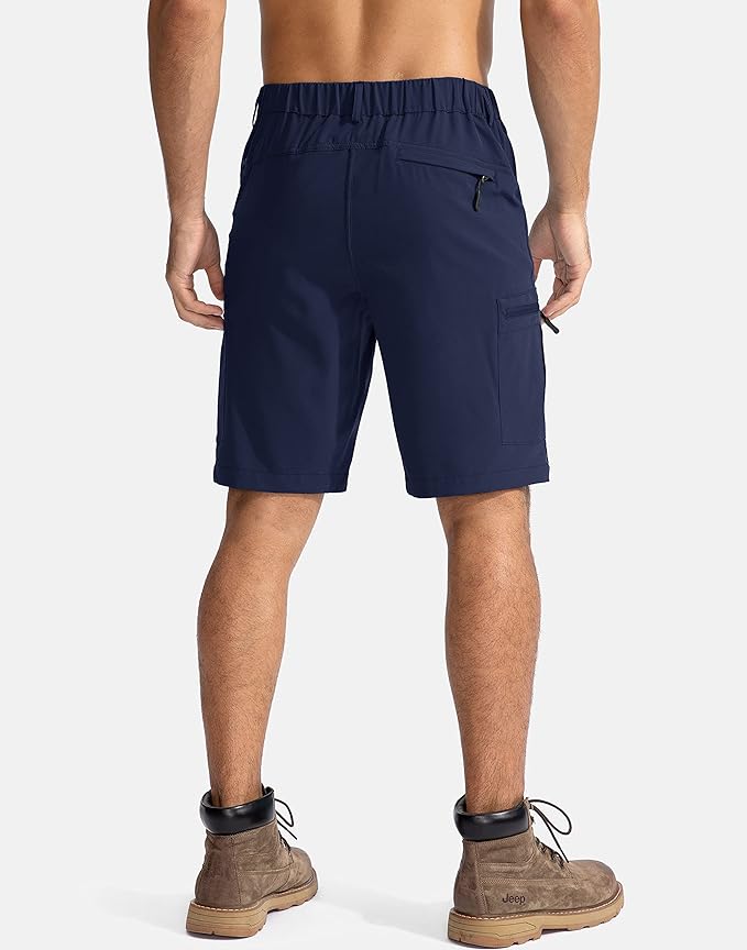 Pudolla Men's Hiking Cargo Shorts 9" Lightweight Outdoor Work Shorts for Men Travel Golf Camping Casual with 5 Zipper Pockets