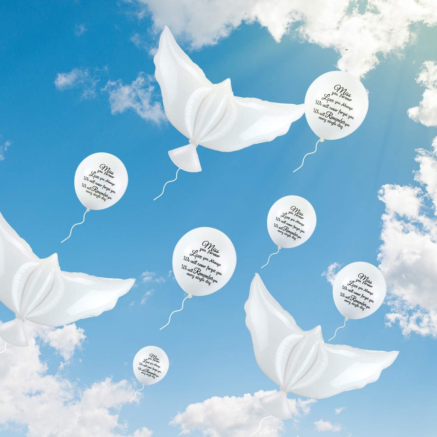 Skylety 36 Pcs Memorial Balloons - Peace Dove Balloons for Remembrance | White Helium Decorations