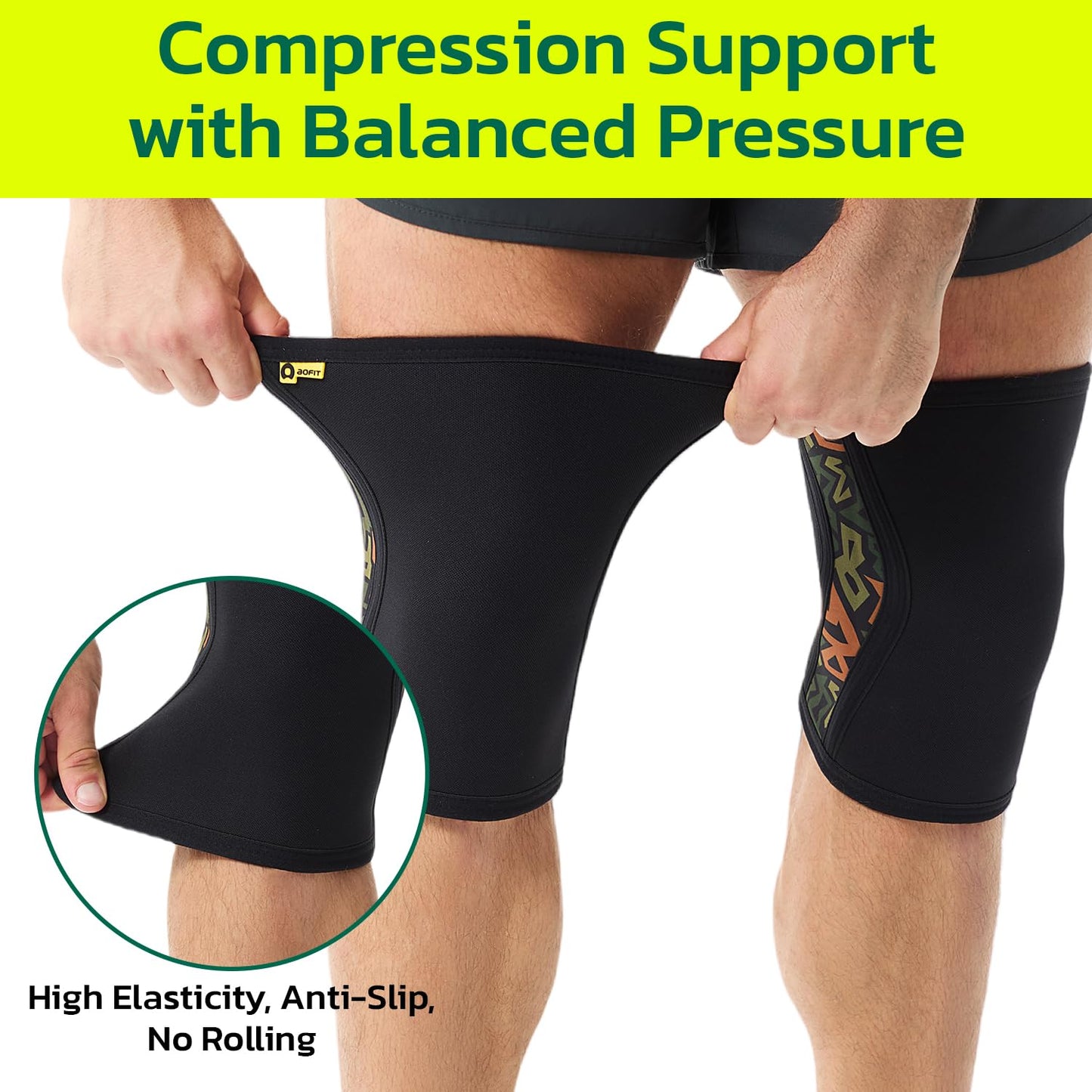 aoFIT Knee Brace for Women Men (1 Pair) 5mm Neoprene Knee Compression Sleeve Knee Support, Non-Slip Braces for Training & Fitness, Weightlifting, Marble Bloom S