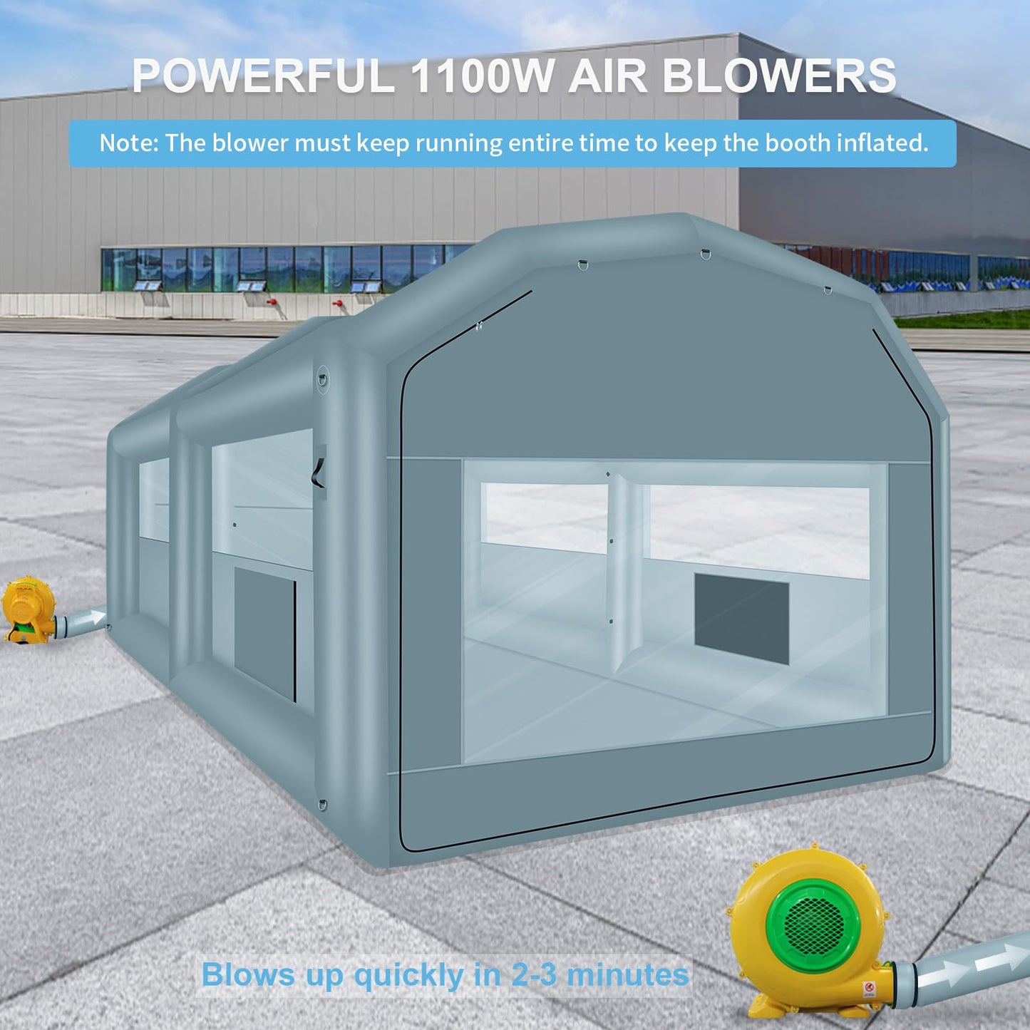 XHYCPY Inflatable Paint Booth 20 x 13.5 x 9.7ft Portable Inflatable Spray Booth Tent with 1100W Blower for DIY Spray Car Parts Painting