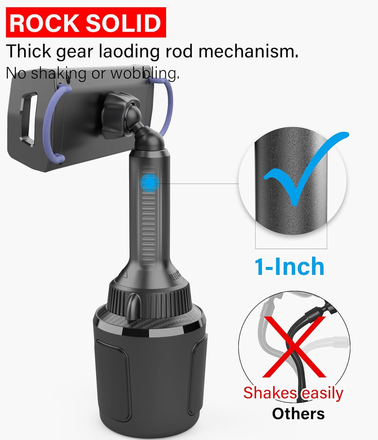 APPS2Car 4.7-13" Solid Cup Holder Tablet Mount for Car, Adjustable Height iPad Car Mount for Truck Low Profile Road