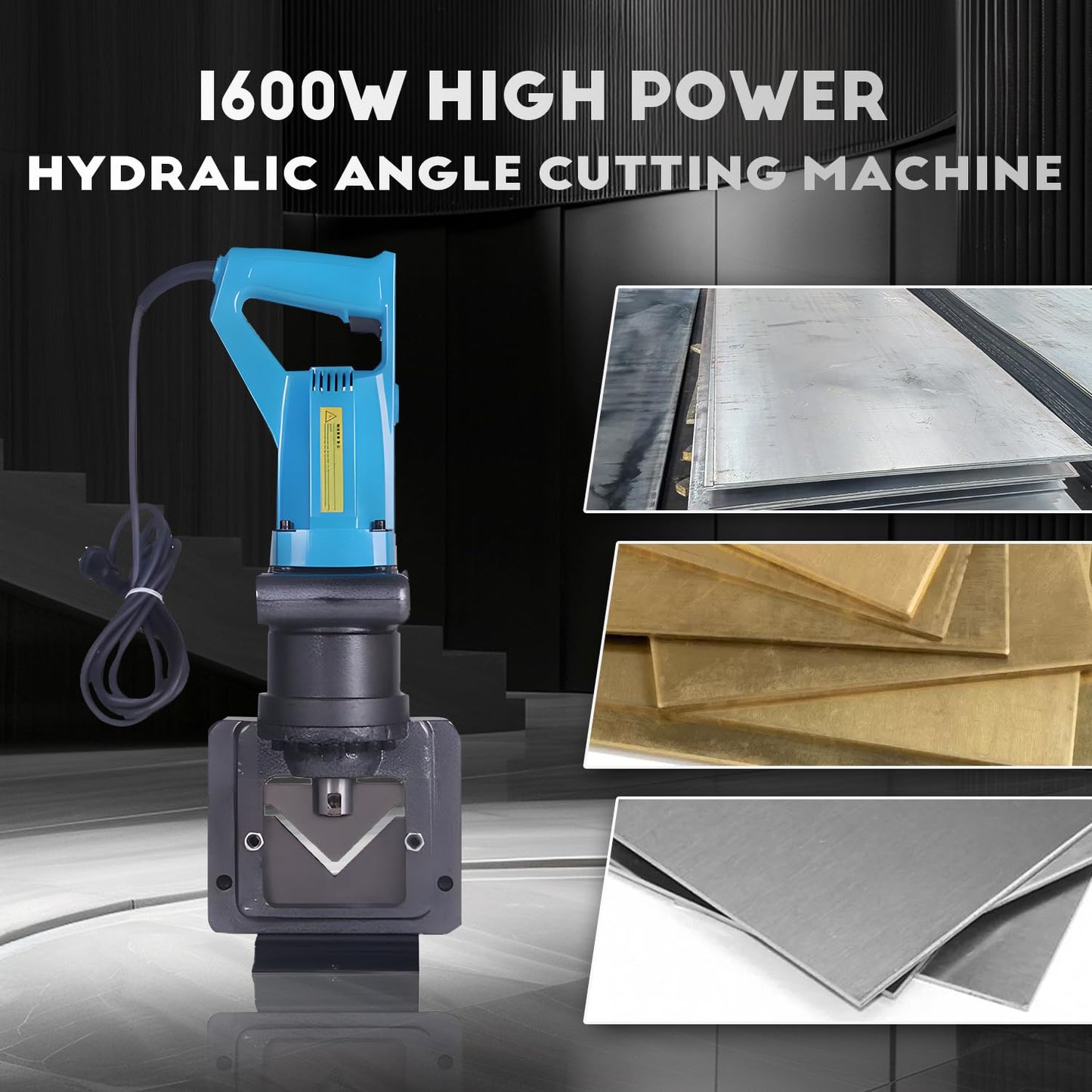 CGOLDENWALL 1600W Hydraulic Angle Iron Steel Cutter Electric Hydraulic Angle Iron Steel Cutting Tool Cutting Machine for Stainless Steel Angle Steel Angle Iron CE&ROHS Certificate 110V