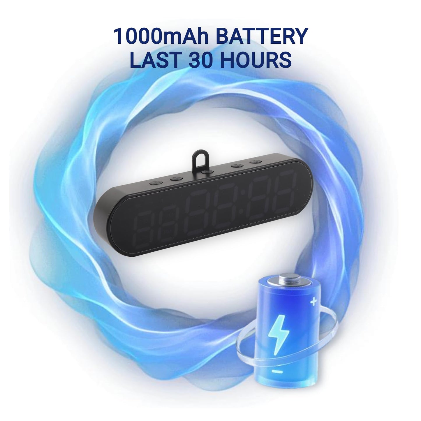 Portable Gym Clock Timer, Interval Workout Timer with Countdown/UP/Stopwatch/Alarm, 1000mAh USB Fitness Exercise Clock for Home Gym, Garage, School, Garden