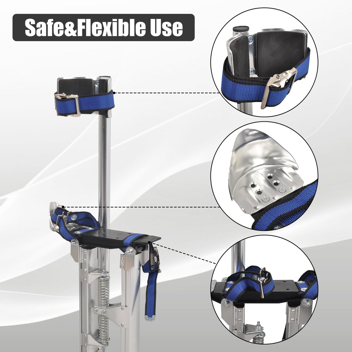 TBAPFS Drywall Stilts 15-23 Inch Height Adjustable Lifts Aluminum Tool for Painting Finishing Pruning Branches Cleaning - Silver (15" - 23")