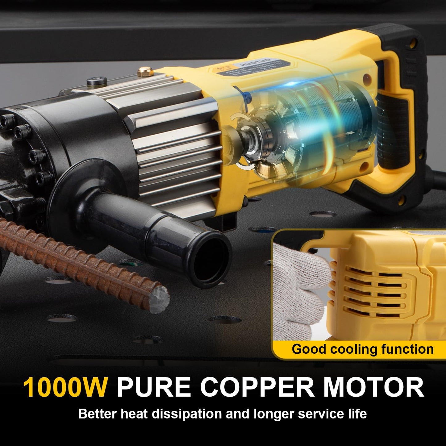 HUOTUO 5/8" Electric Hydraulic Rebar Cutter, Portable Rebar Cutter,Cutting rebar 4-16mm,1-1.5s cutting speed,1000w (RC16A)