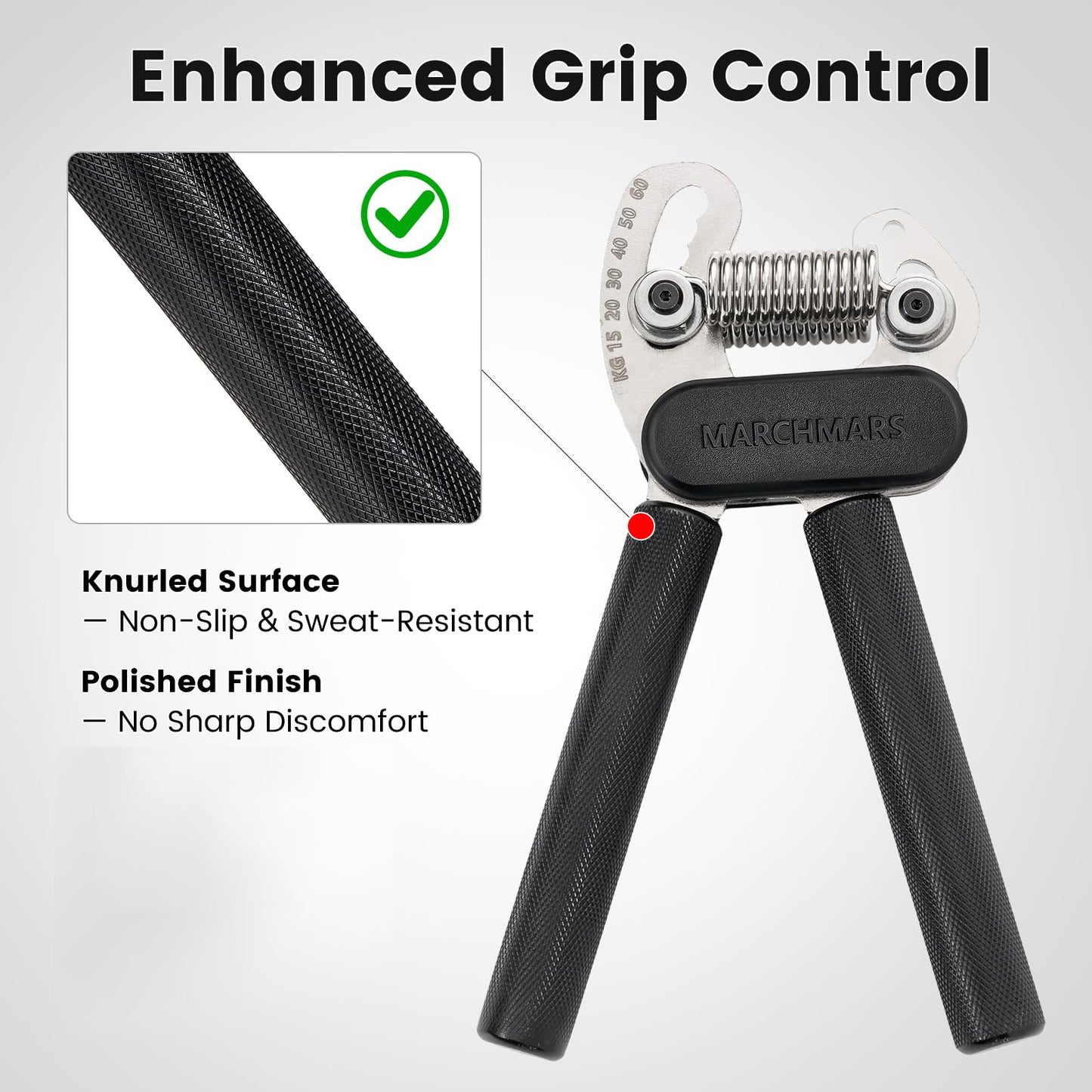 MARCHMARS All-Metal Dual Spring Grip Strength Trainer, Forearm Strengthener, Hand Gripper Strengthener Adjustable Resistance(33-132Lbs) - Ideal for Grip Strength, Muscle Building, Recovery
