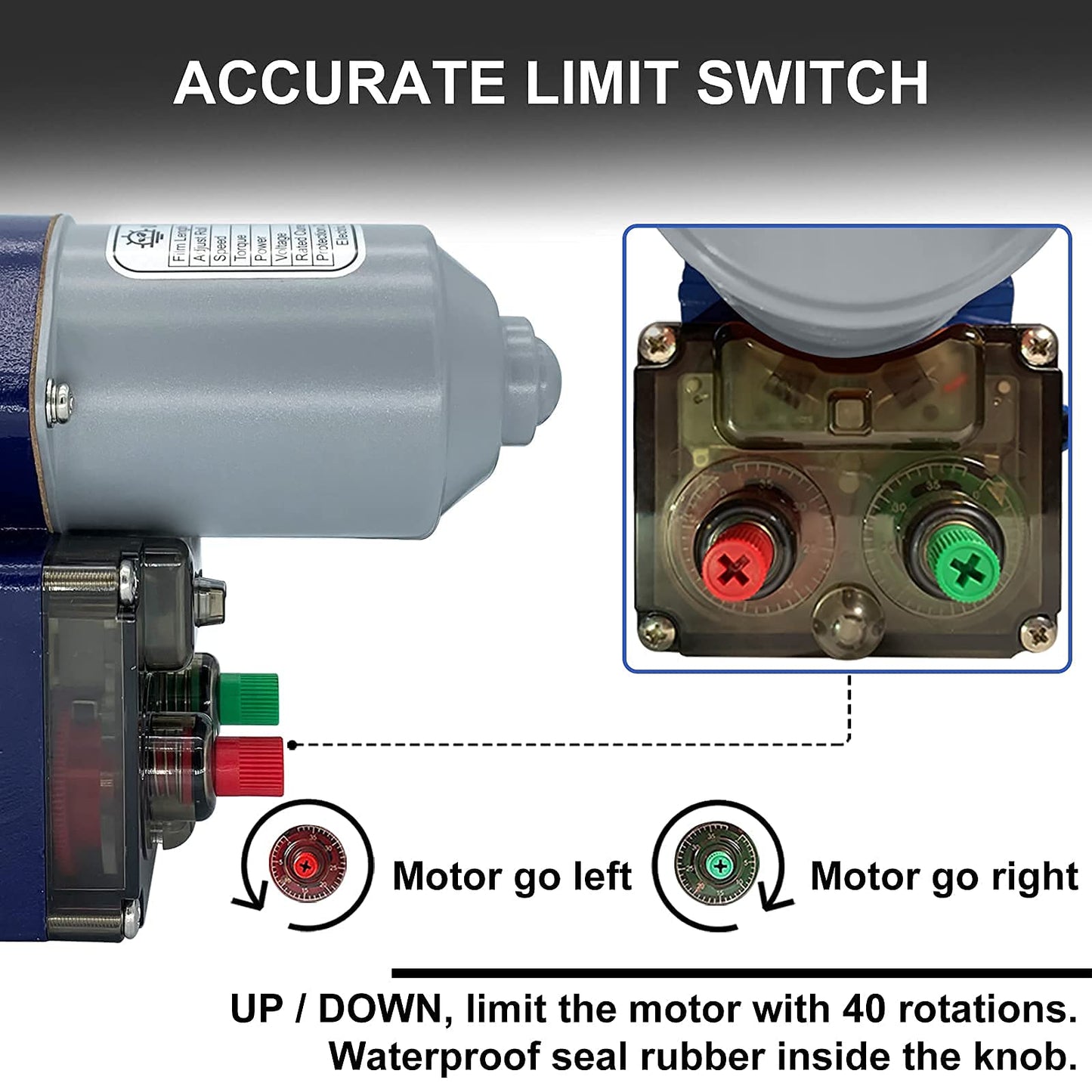 UYGALAXY Greenhouse Film Roll Up Motors with Limit Switch and Creeper (2 Packs) + Transformer Controller Electric Box (AC110V to DC24V) for Poultry,Nursery Ventilation kit, Automatic Venting