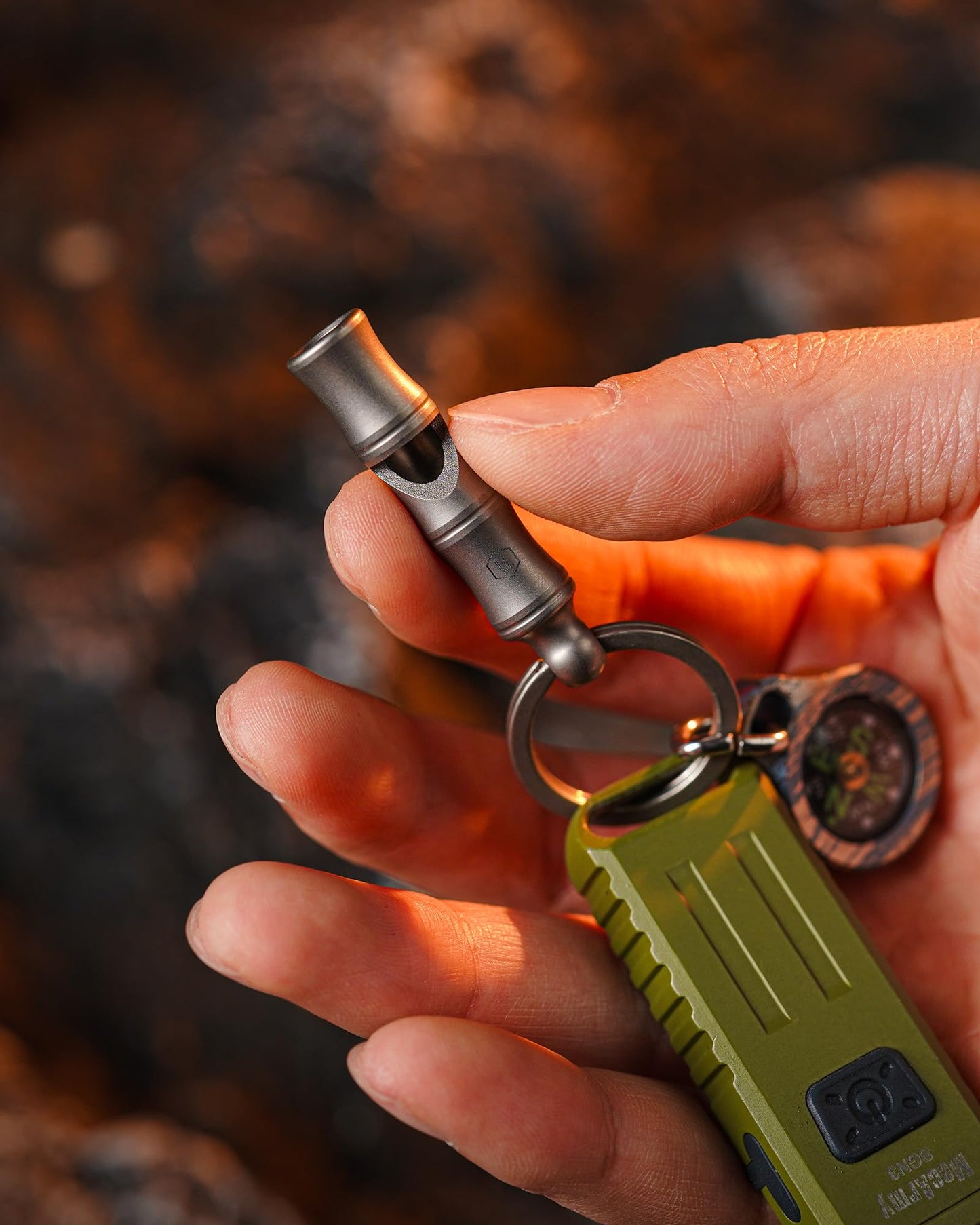 KeyUnity KA55 Titanium Emergency Whistle with Metal Lanyard, 120dB+, One-Piece Outdoor Survival Whistle, Ultra-Light, Rustproof