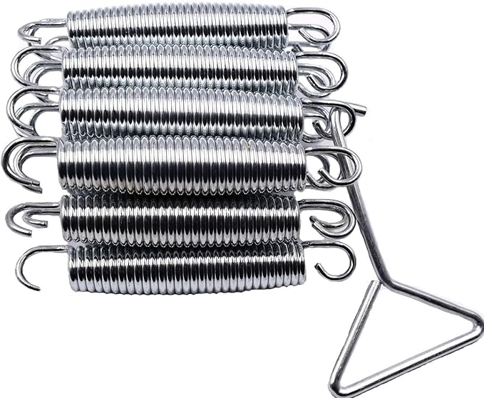 Bold and Thickened Steel Ring 5.5" Trampoline Springs Heavy Duty Galvanized Steel Replacement Spring Set ，Come with Free Triangle Hook-Hook(10 Pieces)
