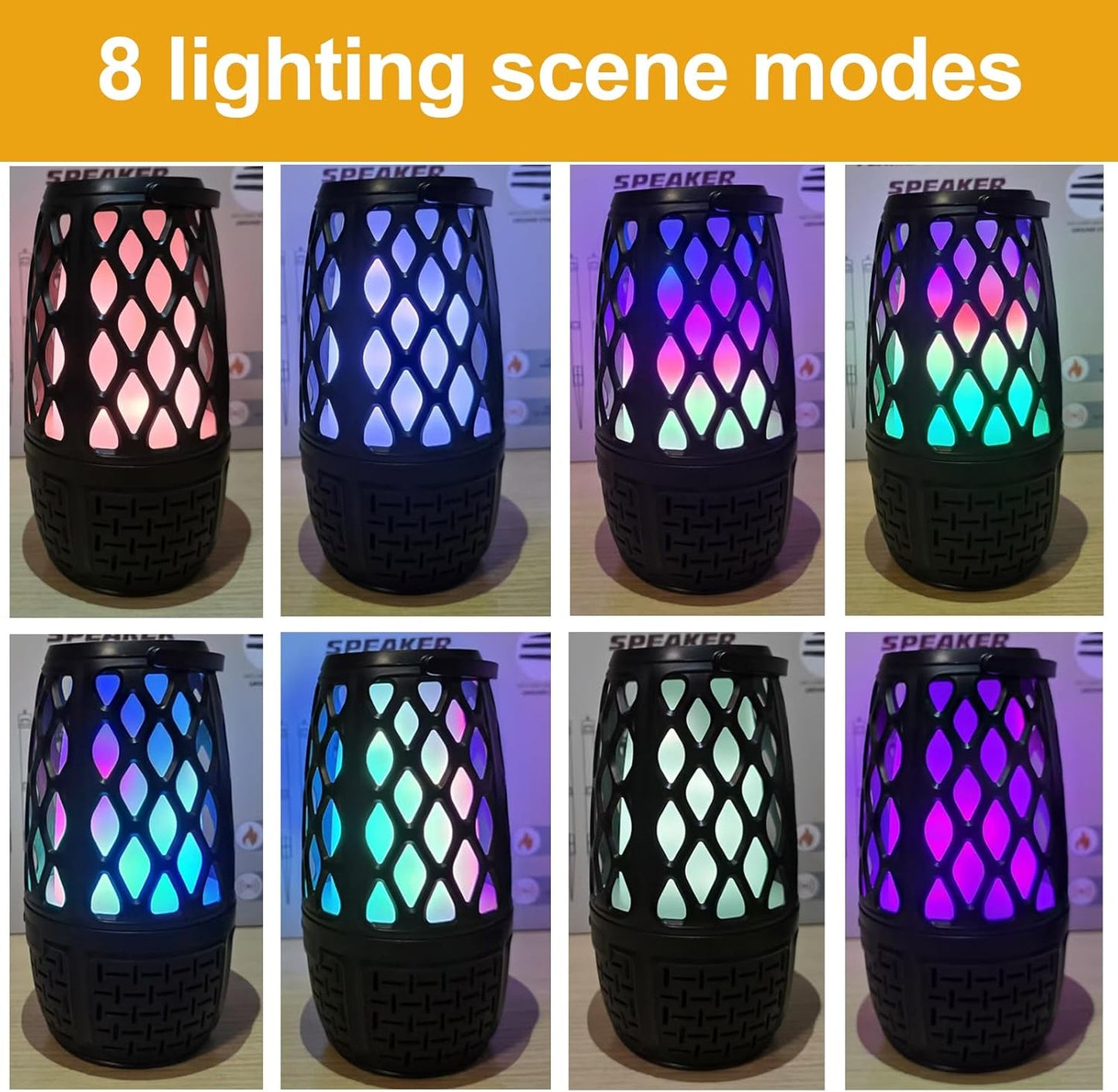 ulinkbee 5.3 100 IPX6 Upgraded Bluetooth Speaker, BT Outdoor Speaker With RGB Flame LED lights Gift for Men, Multi-Sync