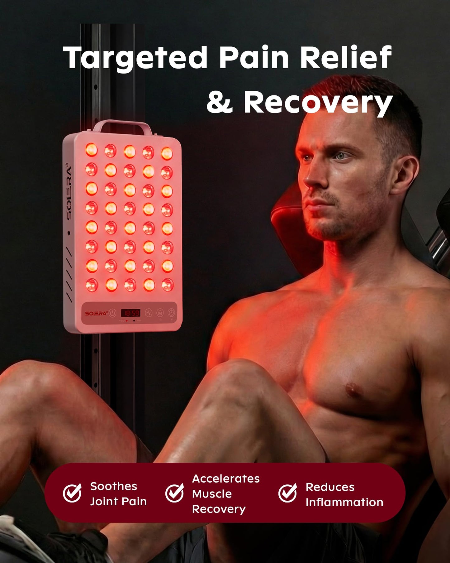 SOLRA SR40 Red Light Therapy Panel with Magnetic Mount & Floor Stand, 660nm 850nm Near Infrared LED Light Lamp for Face & Body, 200W Dual Chip, Adjustable Height, Low EMF, Timer, Home Use