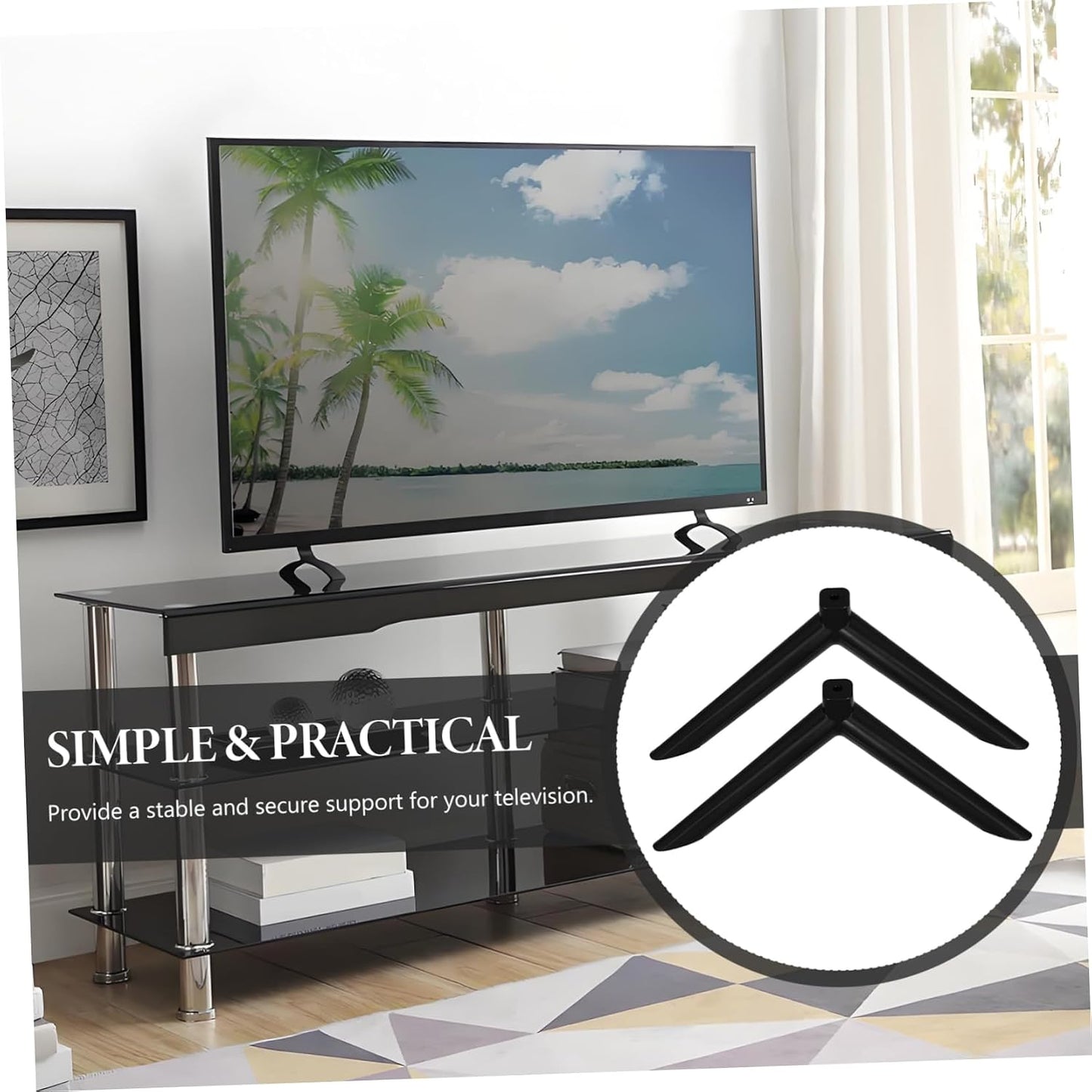 SHOWERORO 1 Universal TV Stand Base Legs Replacement Compatible Models Easy Installation for Tabletop Mounting