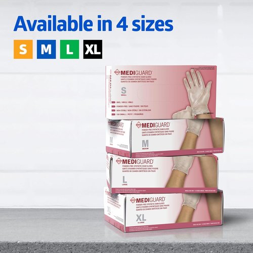 Medline MediGuard Vinyl Exam Gloves - Powder-Free, Disposable, Medium Size, 150 Count, Latex-Free