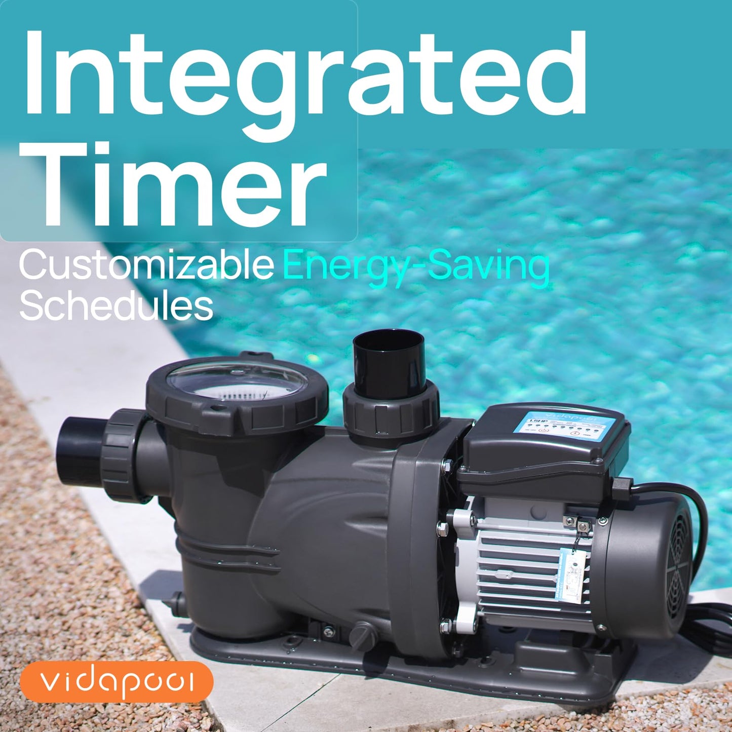 VIDAPOOL In/Above Ground Pool Pump Self Primming High Flow,Deep Black