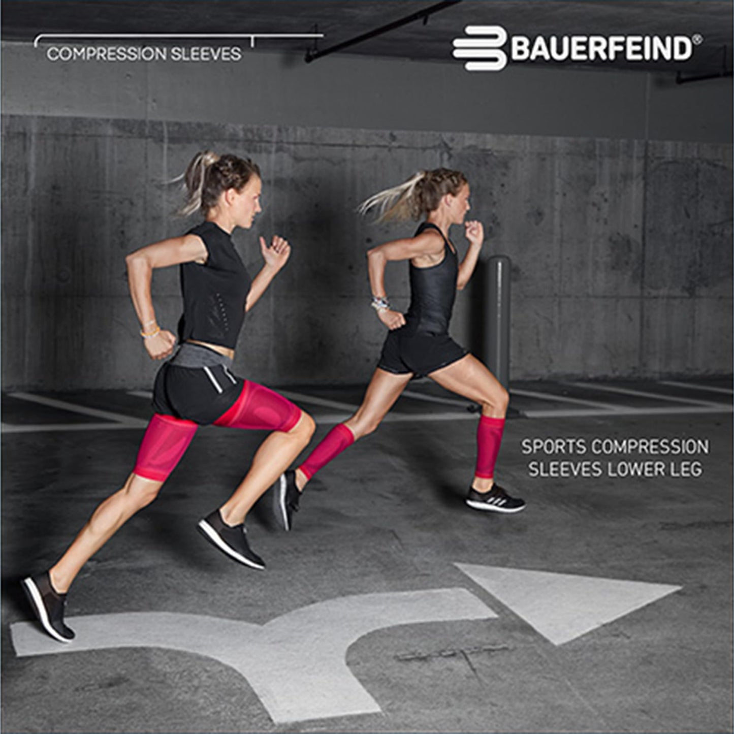 Bauerfeind Sports Compression Lower Leg Calf Sleeves (1 Pair) (Black, Medium/Long)