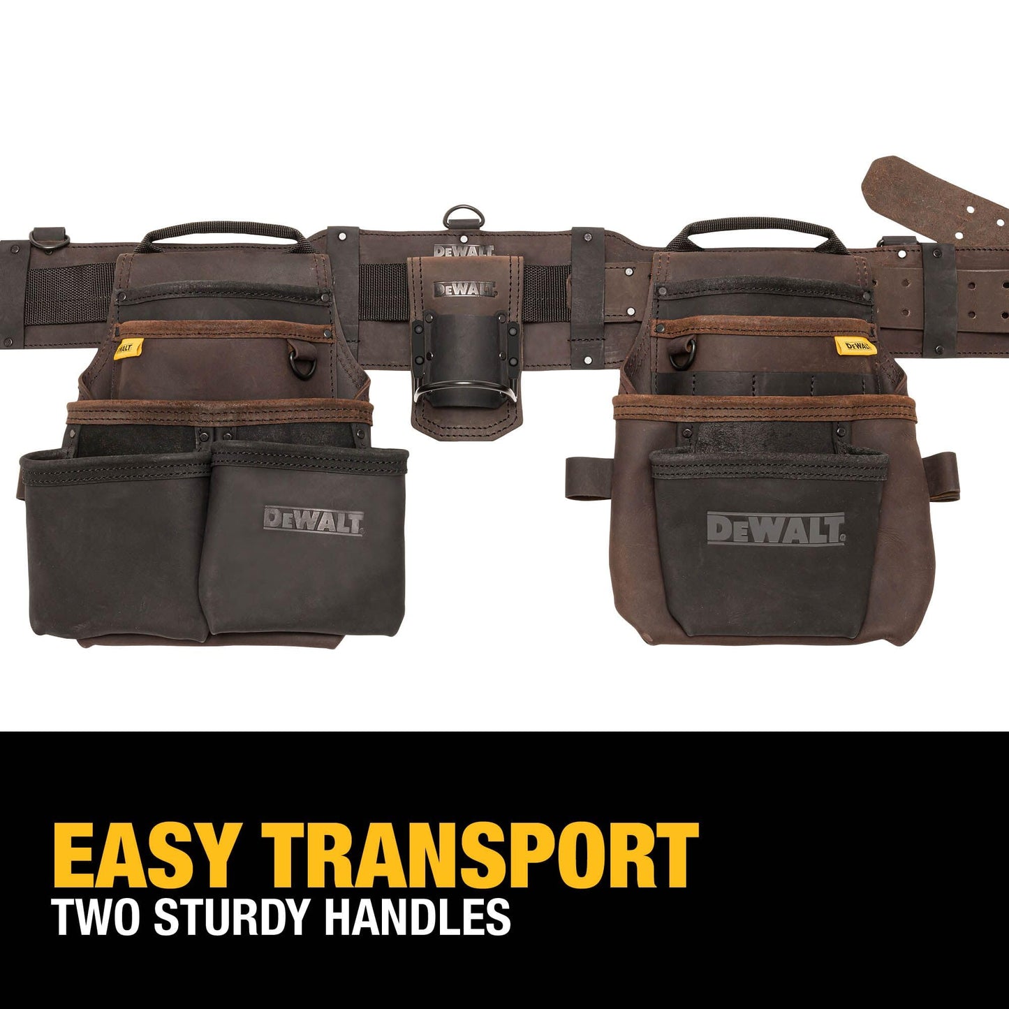 DEWALT Leather Tool Belt Organizer with 18 Pockets, Heavy Duty Construction (DWST550113)