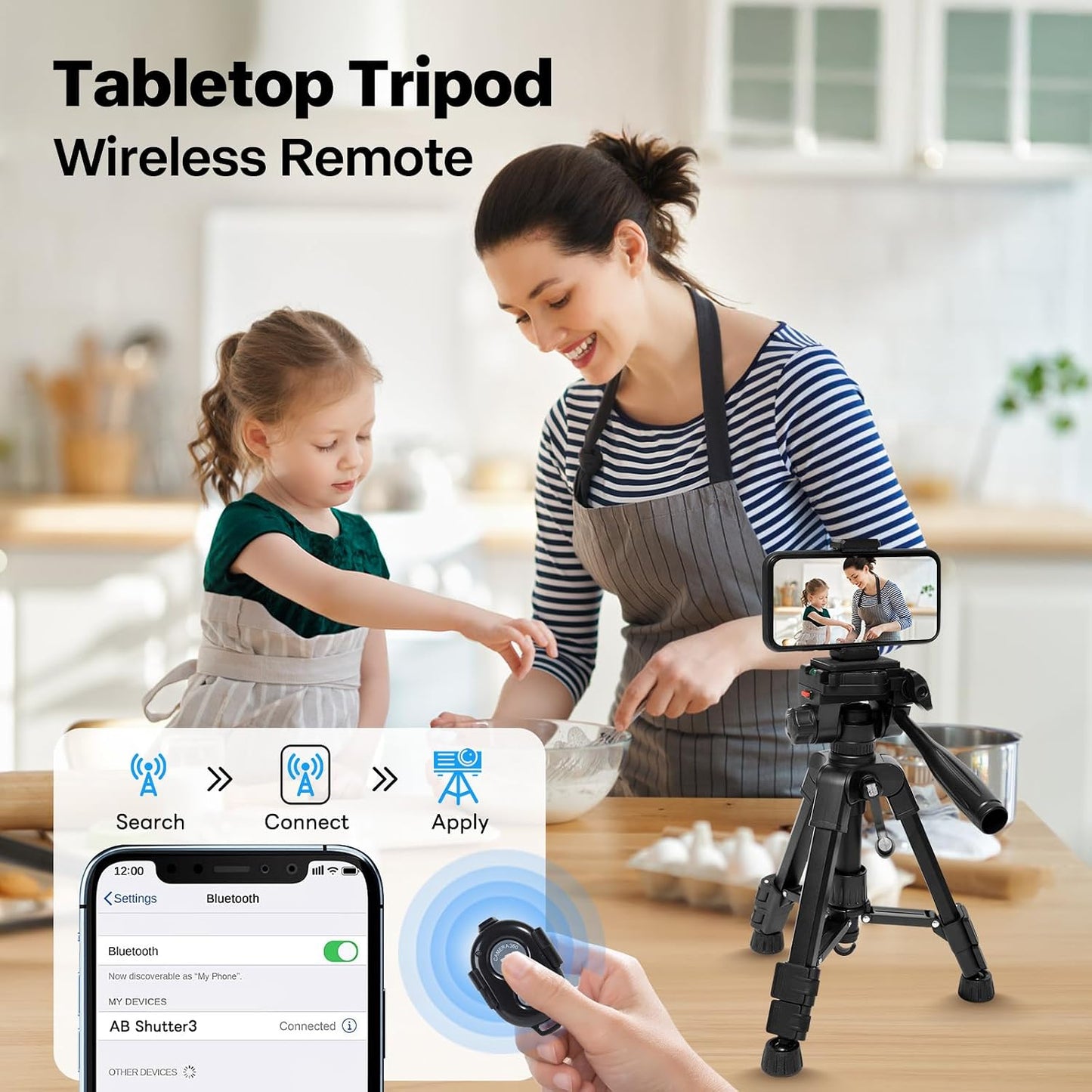 Kalofaye 25" 3 Mini Tripod for Camera & Phone, Aluminum Alloy Portable Tabletop Tripod with Way Pan Tilt Head, Handle