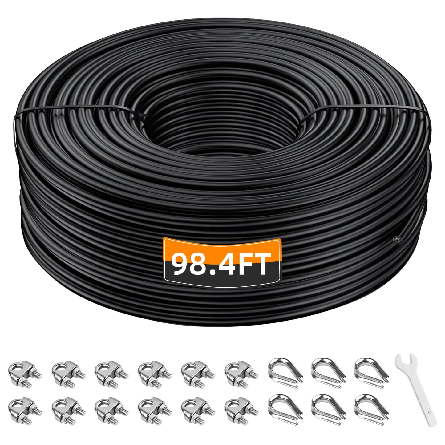LFJ Gym Cable Pulley Cable Replacement for Pulley Machine Heavy Duty Steel Wire Rope 32.8/65.6/98.4 Ft for Weight Lift Pulley System, Gym Steel Cable, Thick 5mm, TPU Coated