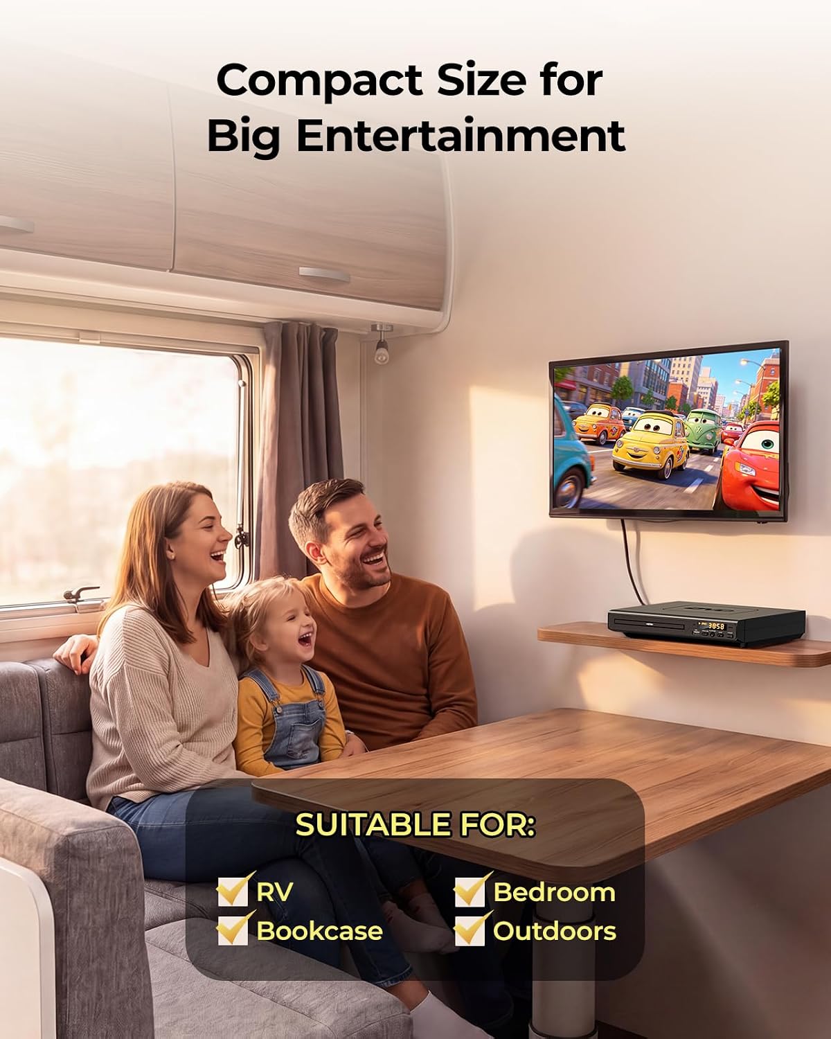ELECTCOM PRO 10ft DVD Players for TV with HDMI, DVD Players that Play All Regions, Simple DVD Player for Elderly, CD