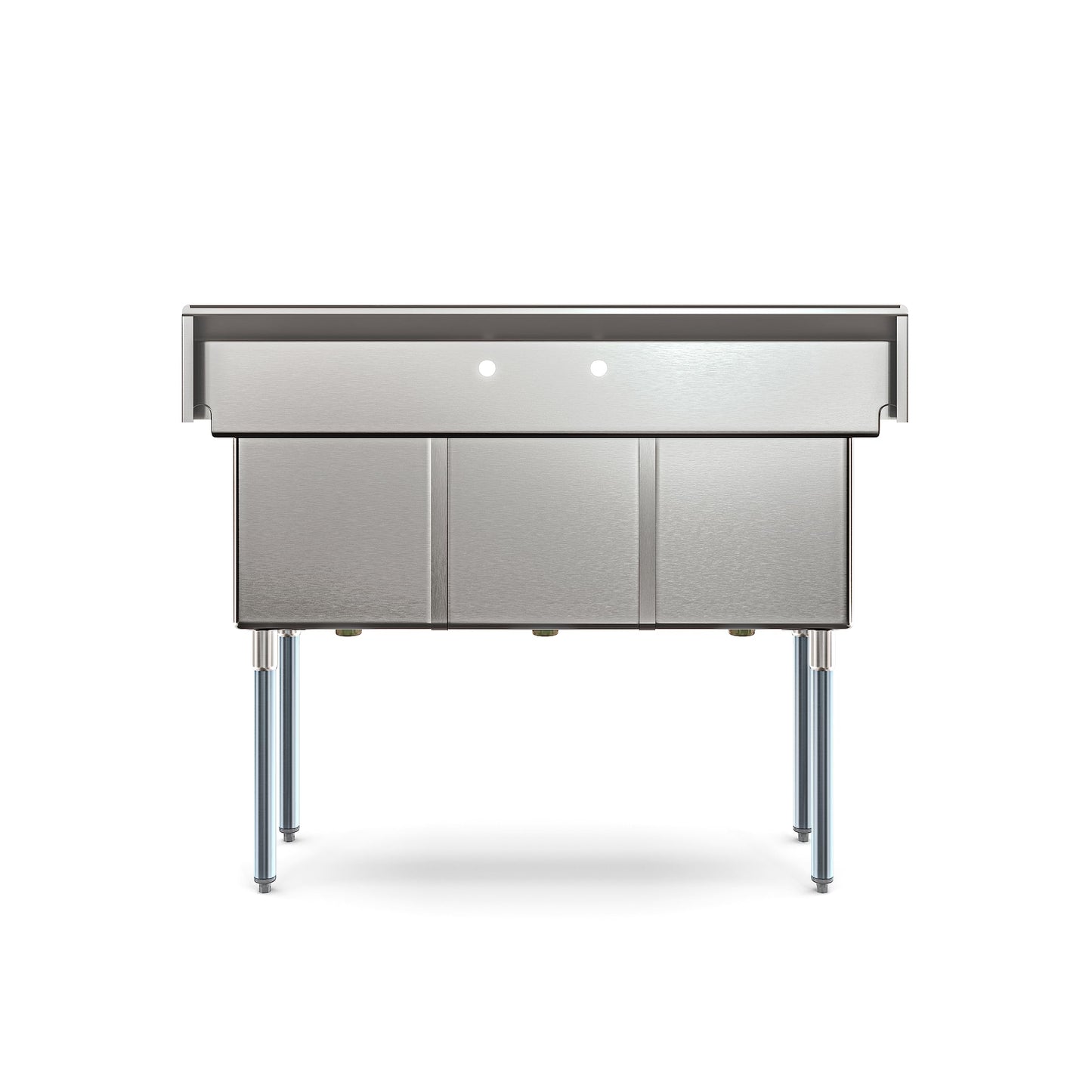 KoolMore 51 in. Three Compartment 18-Gauge Stainless-Steel NSF Commercial Kitchen Sink, Bowl Size 15x15x14, with Three Basins and Pre-Drilled Faucet Holes for Restaurants and Cafes (KM-SC151514-N3)