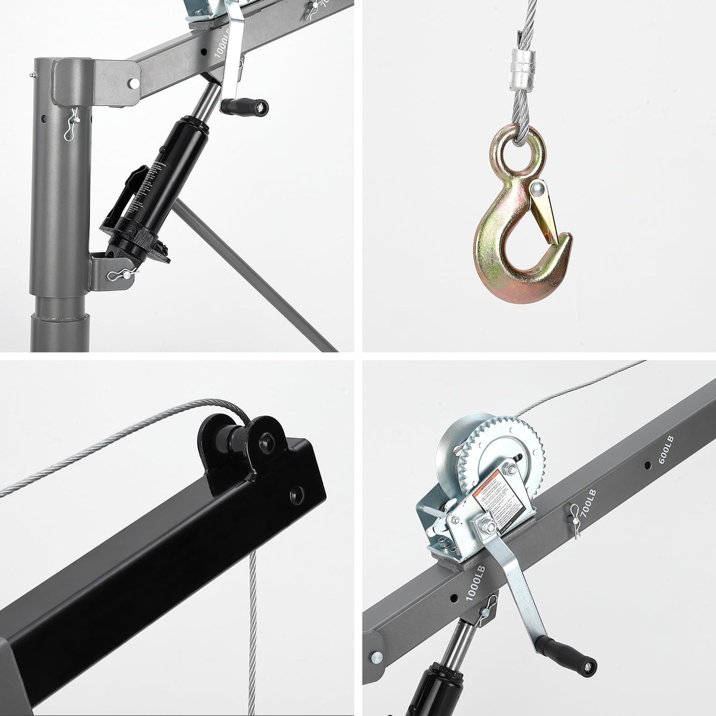 1000 lbs Truck Crane Hoist, Truck Jib Crane Hoist Crane Hitch Mount, 500 lbs Truck Hitch Crane/600 lbs Truck Crane Hoist/700 lbs Truck Crane/1000 lbs Pickup Crane for Lifting Goods