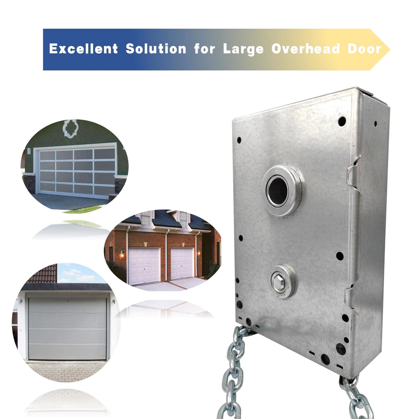 LAJIAOZ Garage Door Chain Hoist - 4:1 Reduced Drive Heavy Duty Hoist for Roll Up Doors and Jackshaft Garage Door Openers