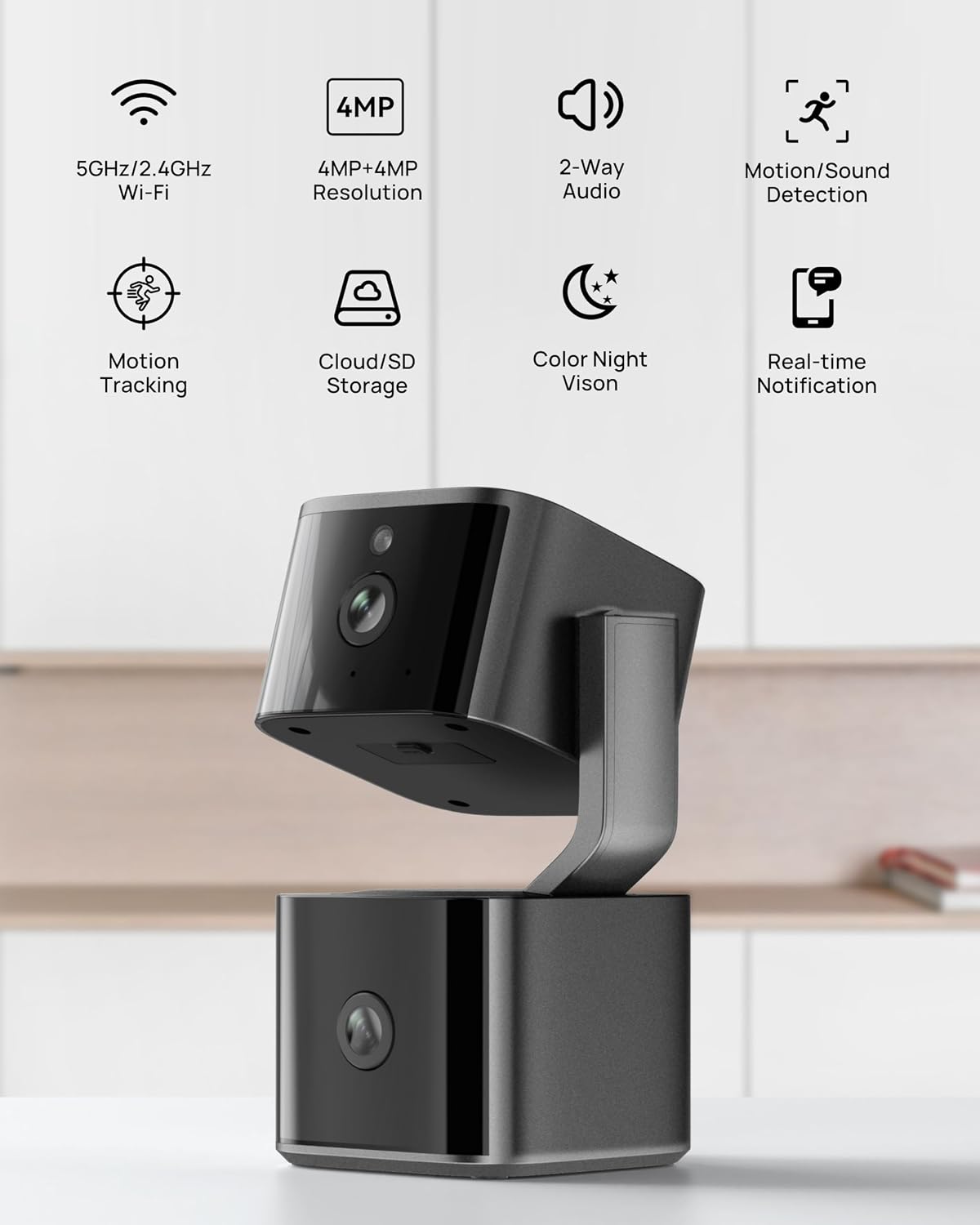 Aurumbach 5G/2.4G 2K+2K 2-Way 355 Dual Lens Security Camera Indoor WiFi, Pet Camera with Pan Tilt for Home, Baby