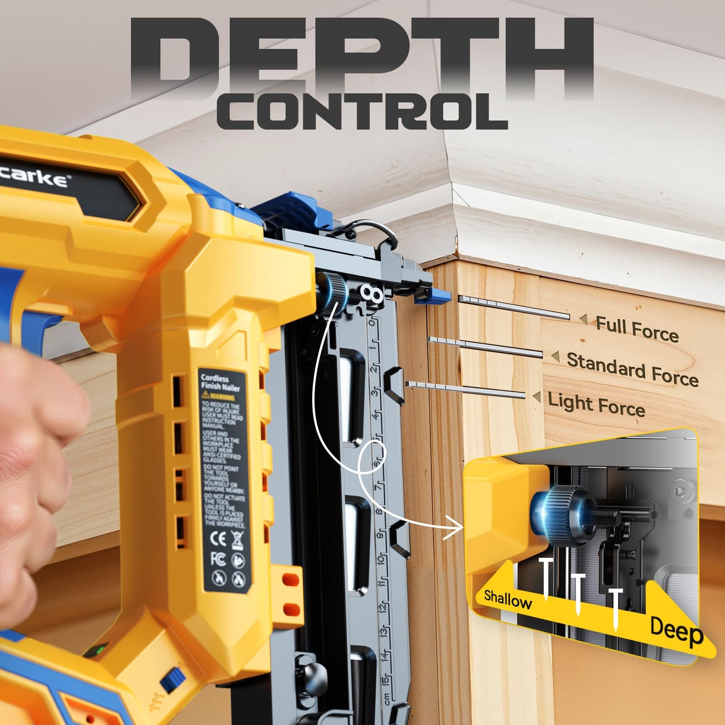 Ecarke Finish Nailer 16 Gauge Compatible with Dewalt 20V Battery, 3/4 to 2-1/2 Inch Cordless Straight Brad Nailer, Tool-Free Adjustment, Dual Firing Modes Nail Gun for Finish Work,Tool Only, 5.7 lbs
