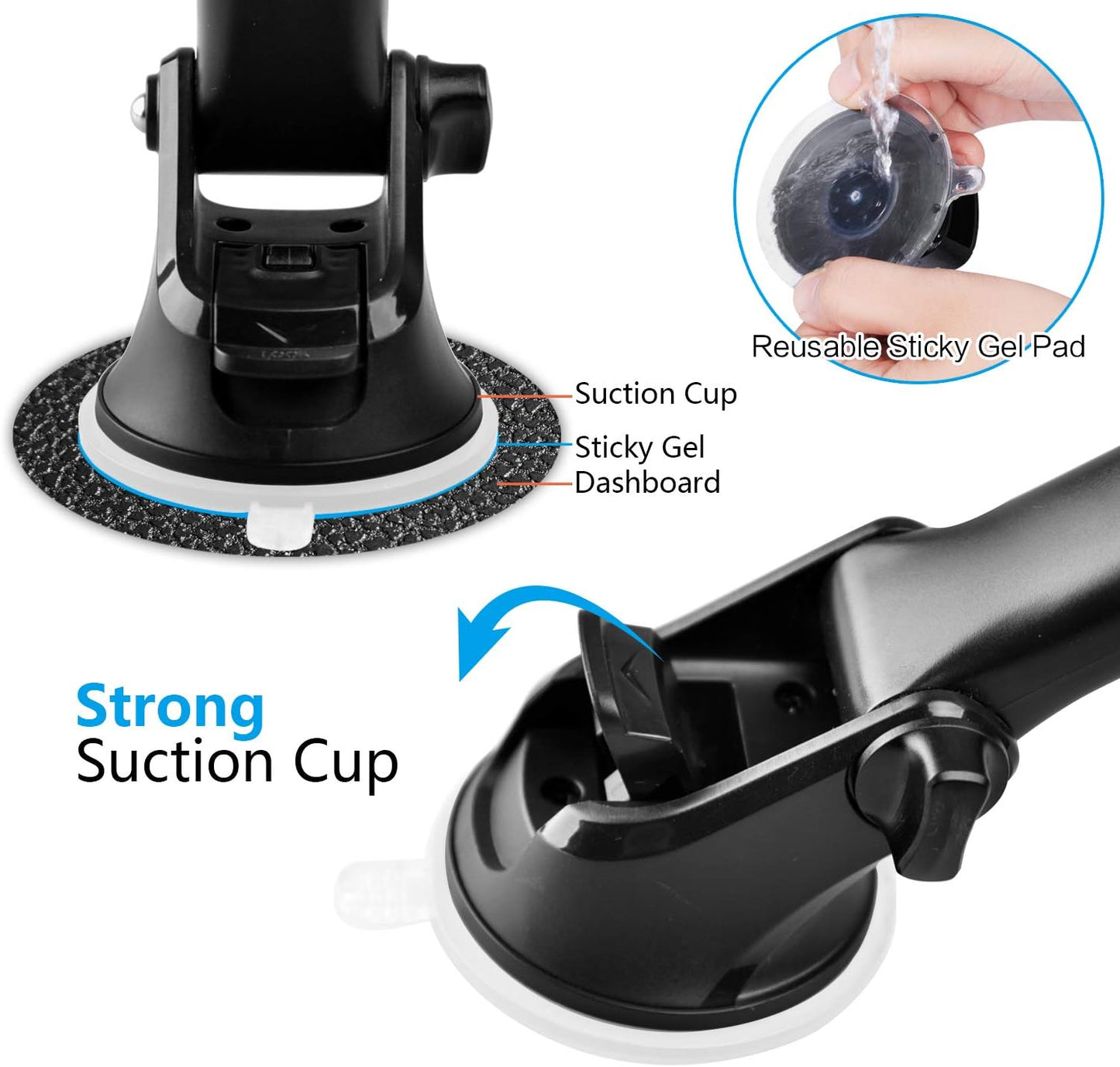 1Zero (2-Pack) GPS Suction Cup Mount for Garmin [Quick Extension Arm], Replacement GPS Dash Ball Mount Dashboard