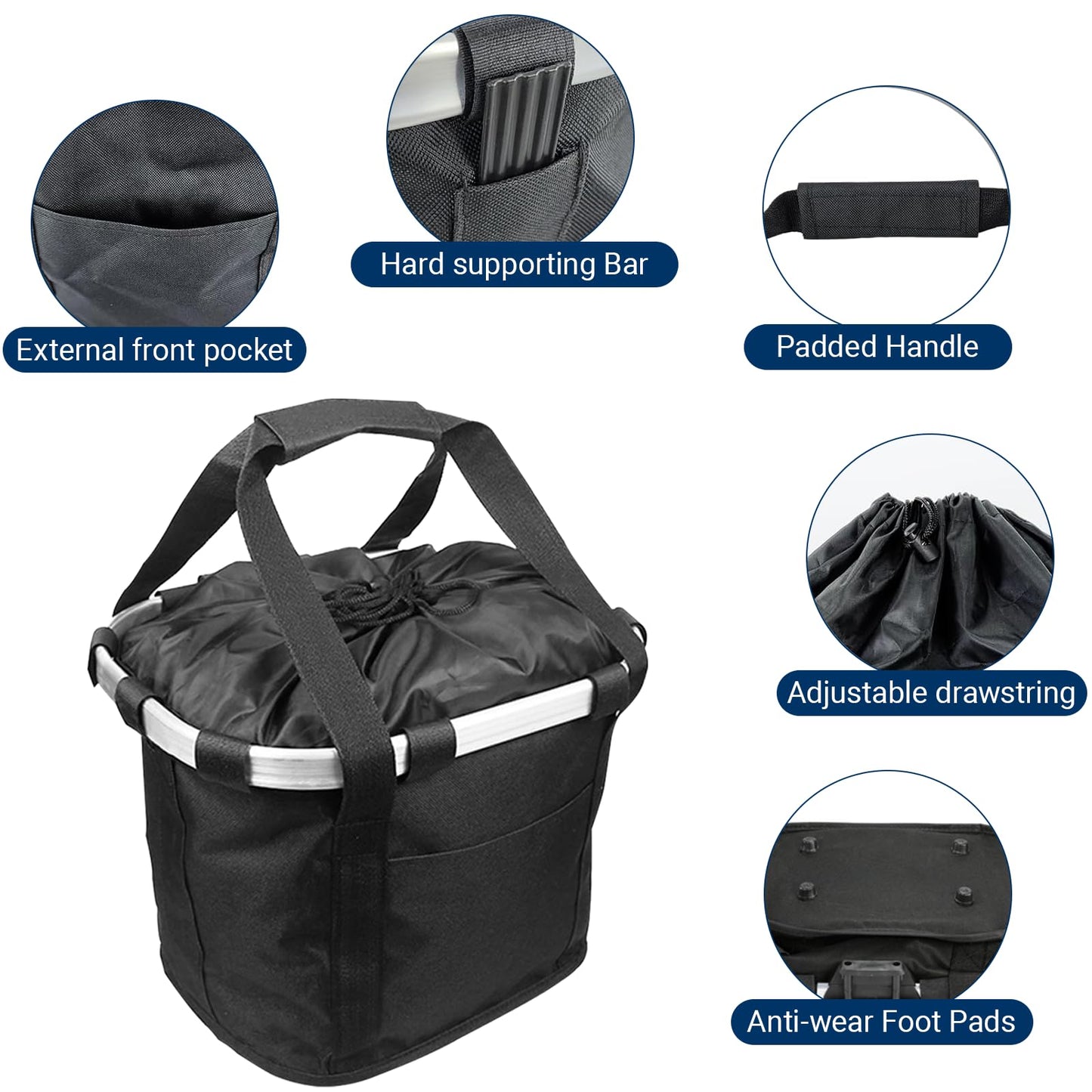 EDWERD Knee Walker Carrying Bag - Universal Foot Recovery Scooter Handlebar Pouch Storage Tote for Knee Scooter, Rollator, Wheelchair, Bike (Black - B)