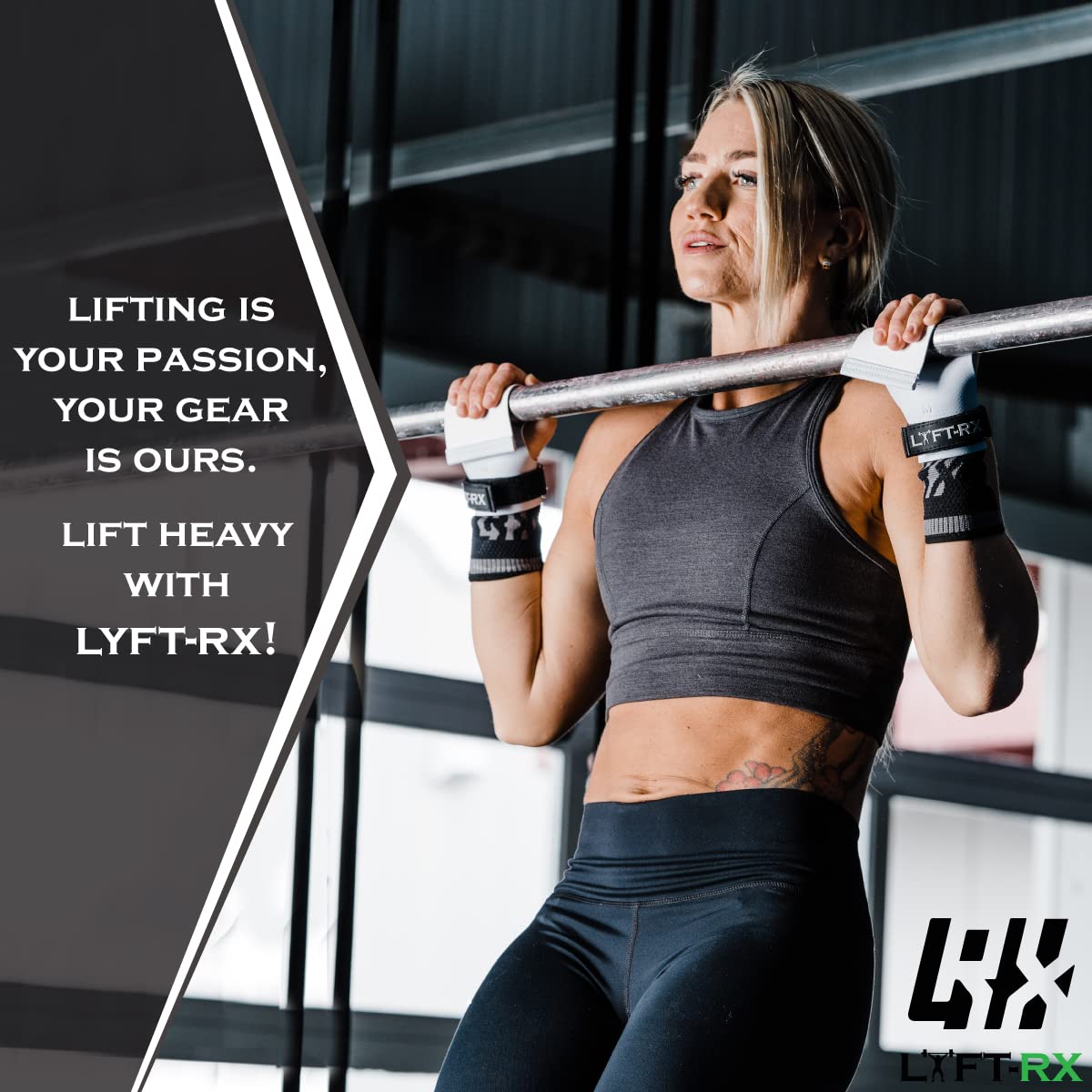 LYFT-RX Carbon Fiber Hand Grips for Weightlifting, Cross Training, Pullup, Muscle Ups - No Hole Fingerless Grip, Gymnastics Fit, Men/Women Lift Gloves, Protects Palms & Enhances Grip, Chalk, Small