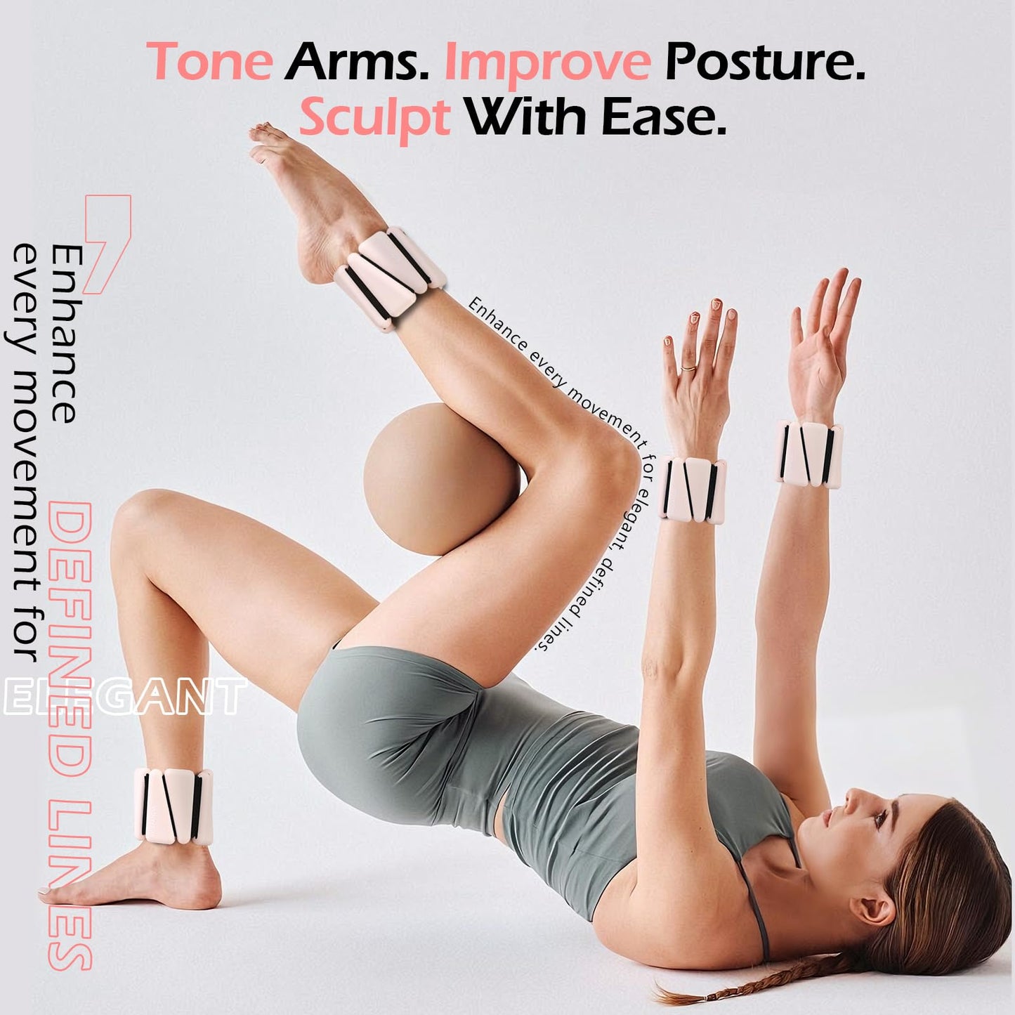 INDEPANDIA Wrist Ankle Weights for Women & Men, 2lbs Adjustable Weighted Bangles to Boost Calorie Burn & Strength, Arm & Leg Weights for Pilates, Yoga, Walking, Barre, Gym & Home Workout Blush Beige