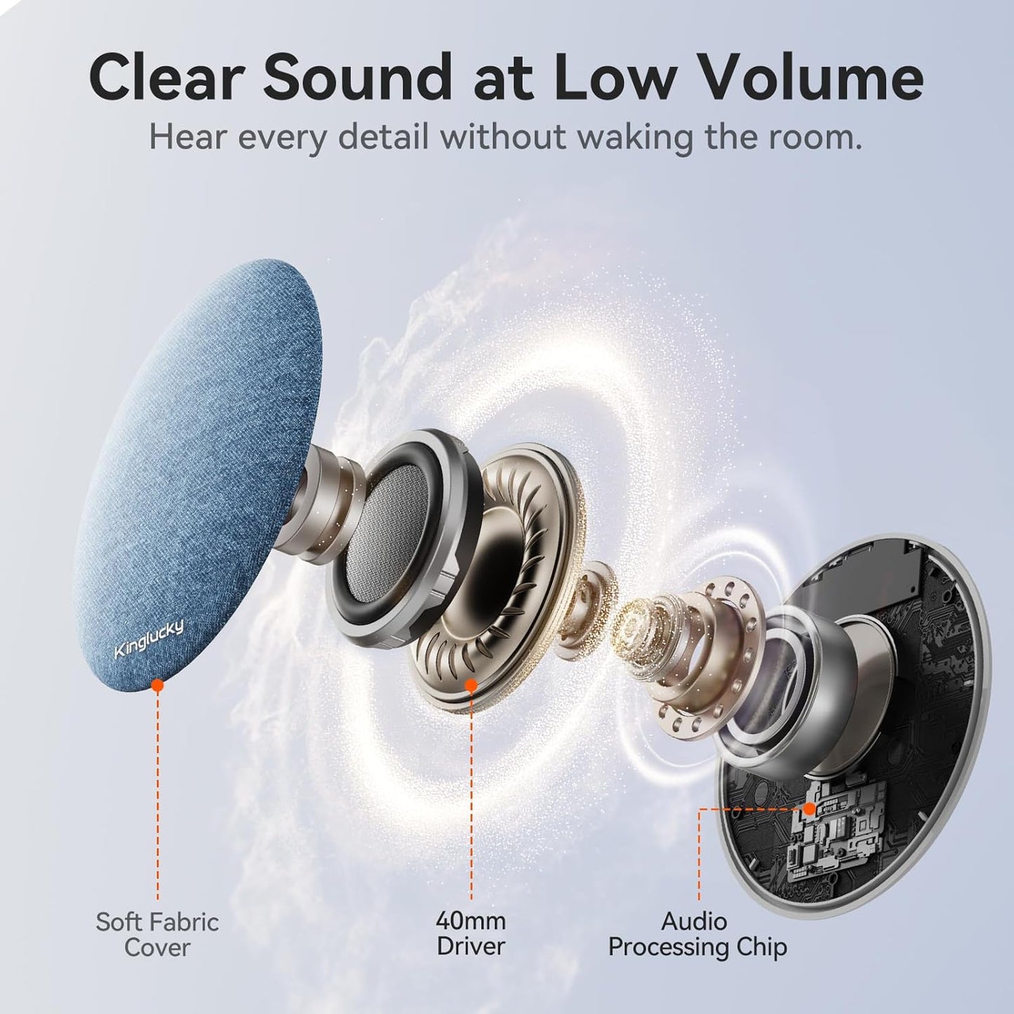 X50 Kinglucky Pillow Speaker for Sleeping, Mini Bluetooth Speaker Under Pillow with Built-in Pink Noise White Noise