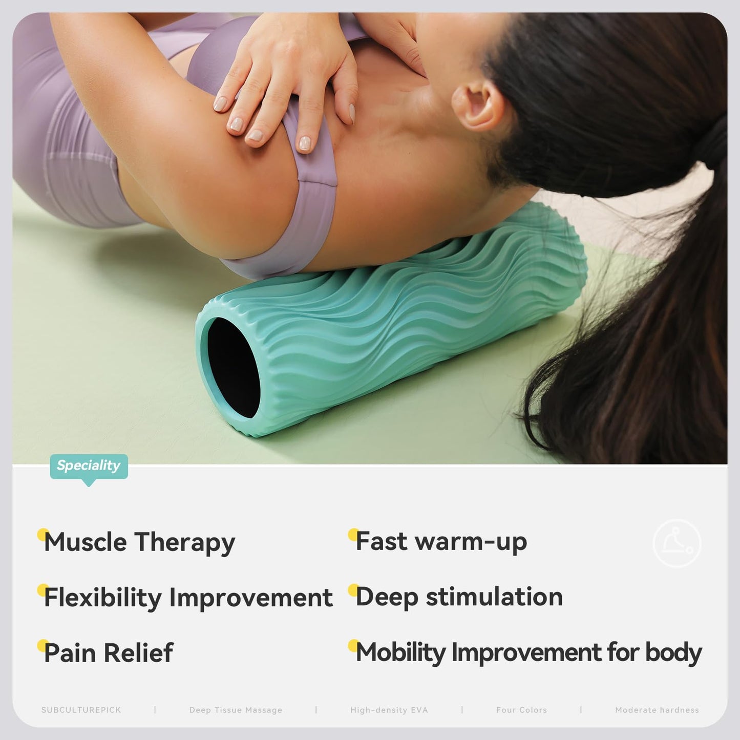 SUBCULTURE Pick Foam Roller - Medium Density Deep Tissue Massager for Muscle Massage and Myofascial Wave Textured Release, Back Roller for Pain Relief & Stretching