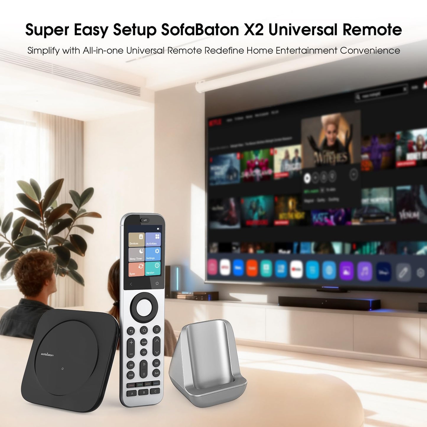SofaBaton X2 Universal Remote Control with Touchscreen, Powerful Hub, One-Touch Activities, Custom APP, Compatible with IR/Bluetooth/RF/WiFi Devices, Works with Alexa&Google Assistant&Home Assistant