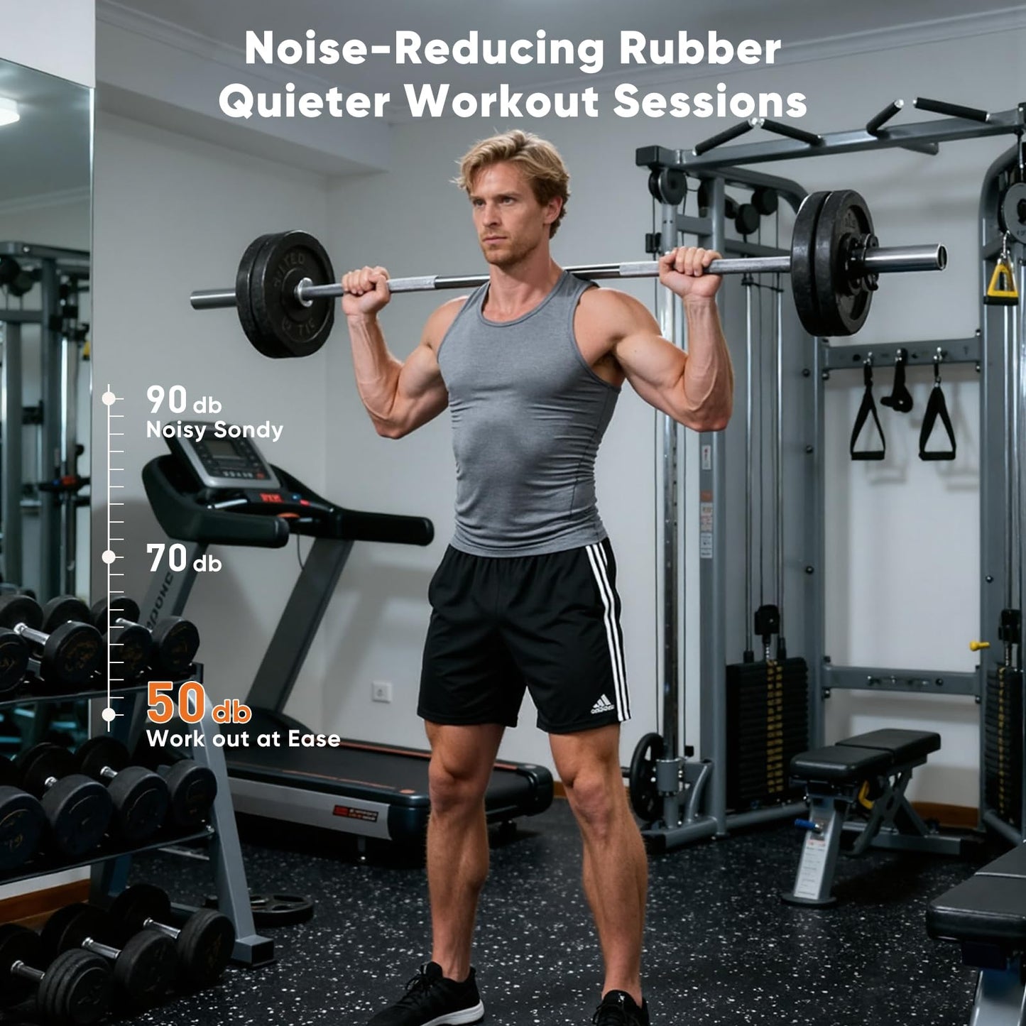 Sweetcrispy Interlocking Rubber Floor Tiles, Gym Flooring for Home Gym Mat 1/2 Inch Thick, Rubber Mats for Floor, Garage, Workout Space, Non-Slip, 6pcs