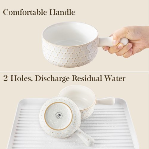MALACASA French Onion Soup Bowls with Handles - 20 oz Oven Safe Bowls Soup Crocks for Chilli, Beef Stew, Cereal & Pasta - 5 Inch, Set of 4, Series LYDIA