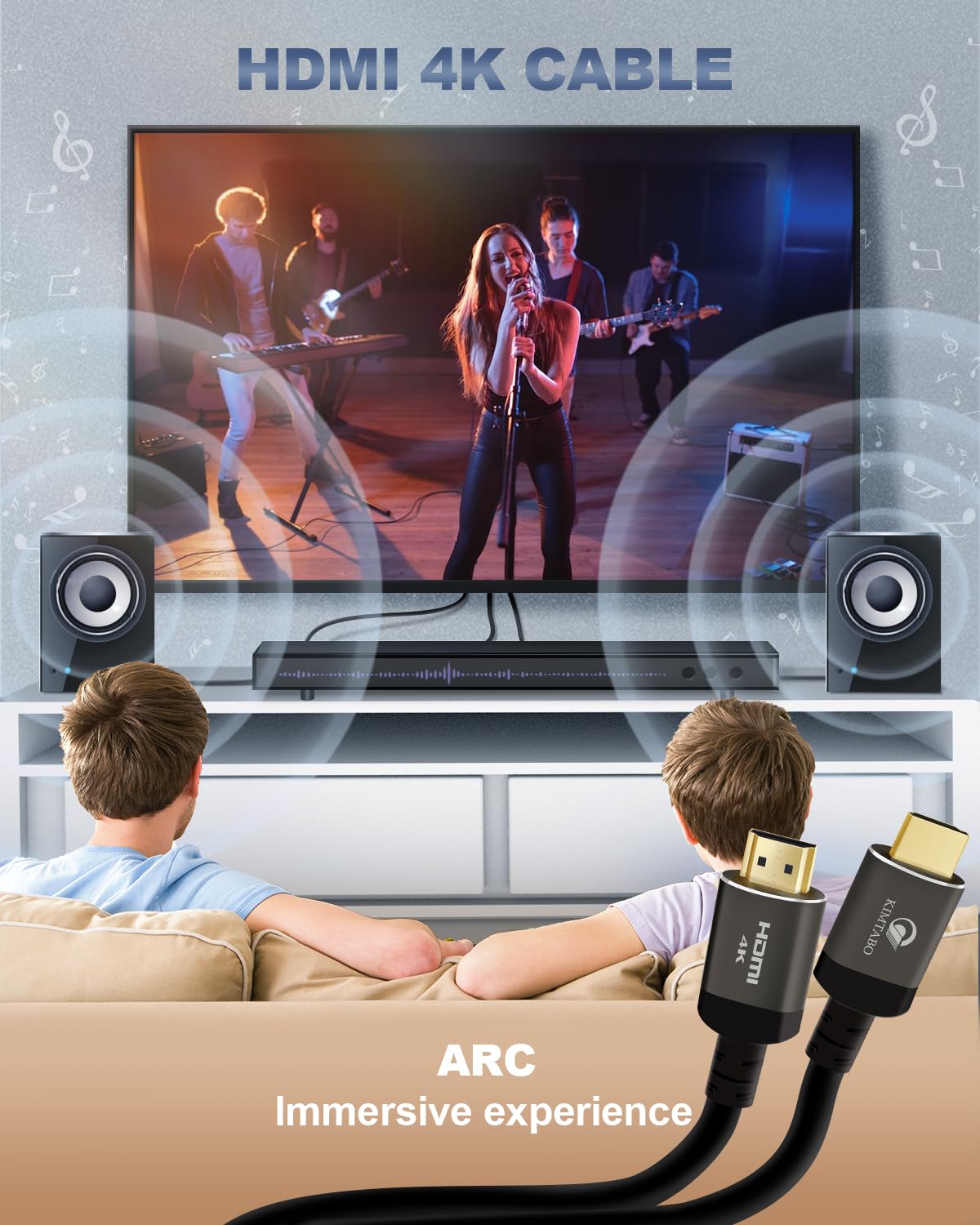 50ft 4K 60Hz 2K 1080p 3D PS3/4 (15m) HDMI Cable, Ultra High Speed Long HDMI Cables Support ARC, Gold Plated Connectors
