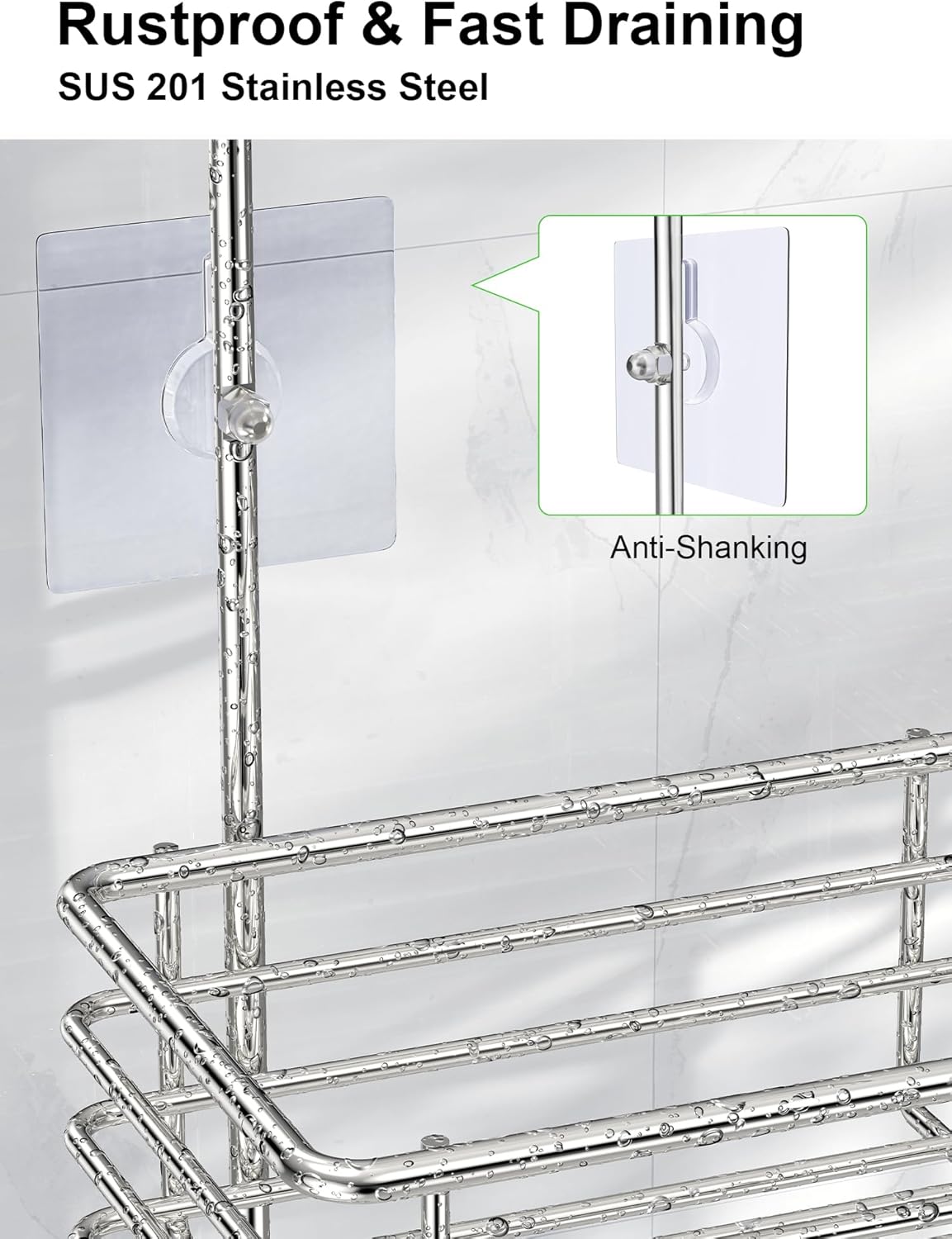 SMARTAKE Shower Head Caddy - Rustproof Stainless Steel Organizer for Bathroom Storage | Silver