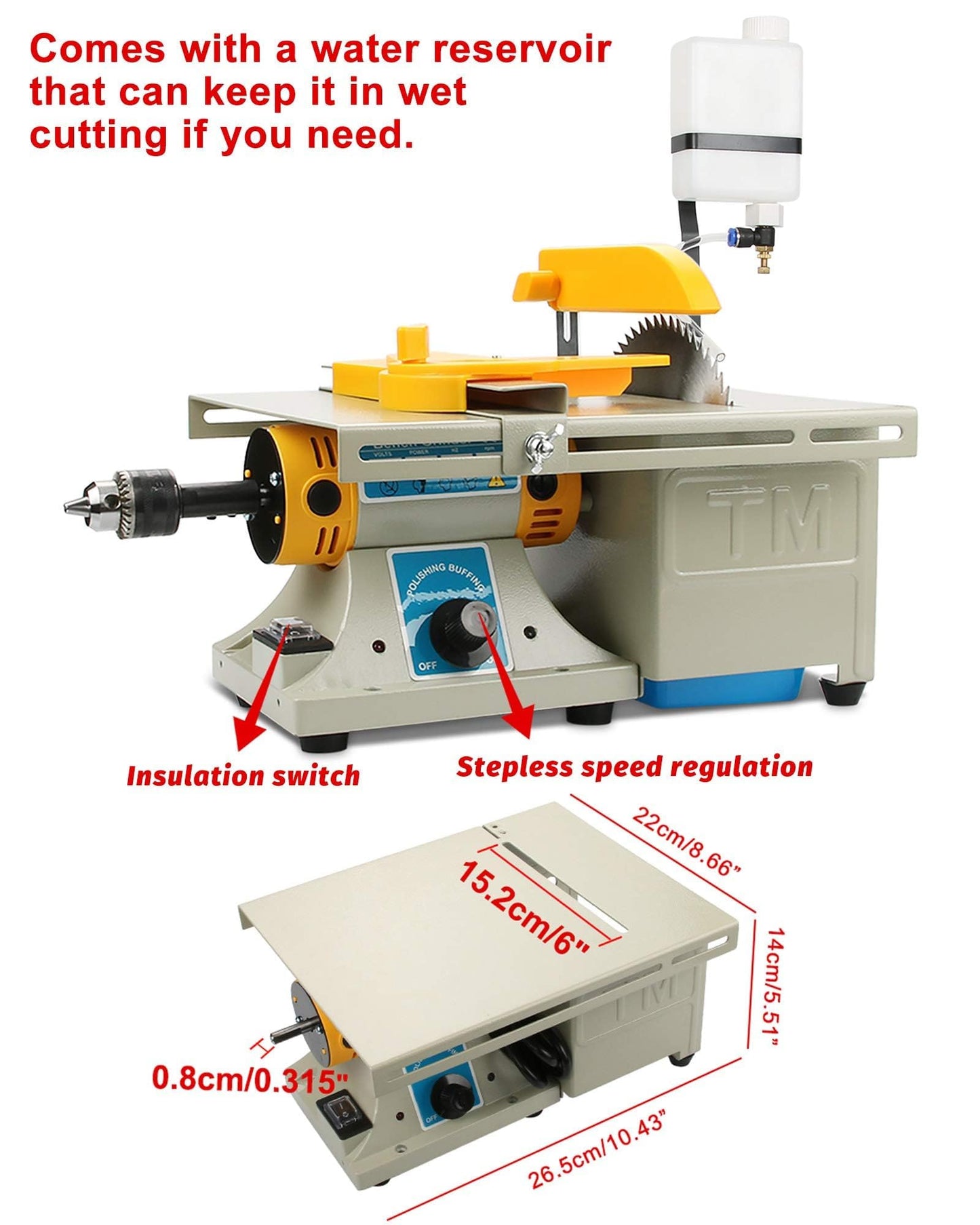 Lapidary Saw for Cutting Rocks, 6" Lapidary Equipment Stone Cutter Machine, 110V Wet Table Saws, 10000RPM with Water Drip System, Right Benchtop
