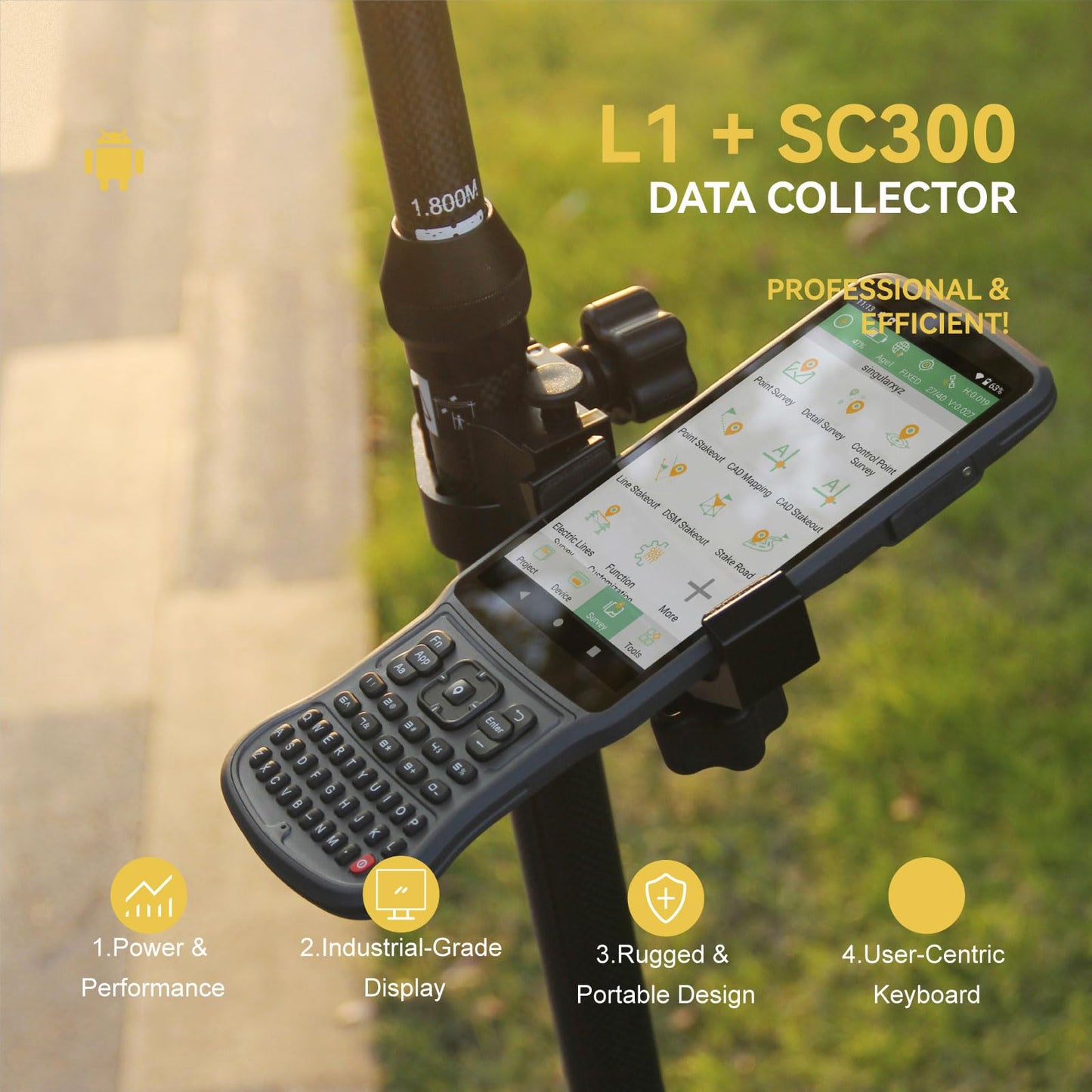 L1-Laser GNSS RTK Rover – Laser + GNSS, Handheld Collector with Software & AR Stakeout, 2cm Accuracy, 15km UHF, 120° Tilt Survey | Self-Developed Factory & Professional Support