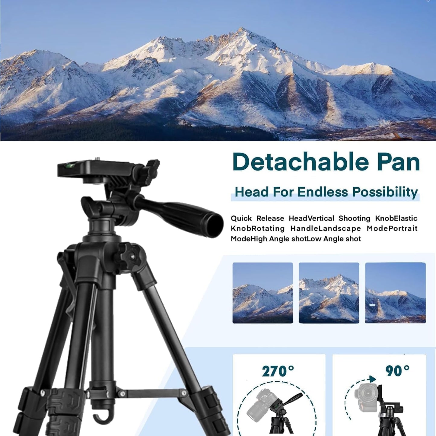 Dxxccoll 11"-25" 5 lbs 360 Small Tripod for Camera, Mini Tripod for Projector, Phone, DSLR, Laser Level, Portable