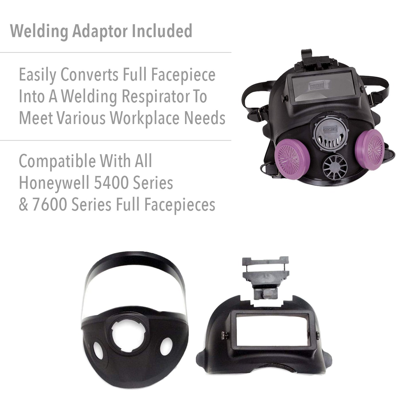NORTH Honeywell North 7600 Series Niosh-Approved Full Facepiece Silicone Respirator With Welding Adaptor, Small (760008ASW)