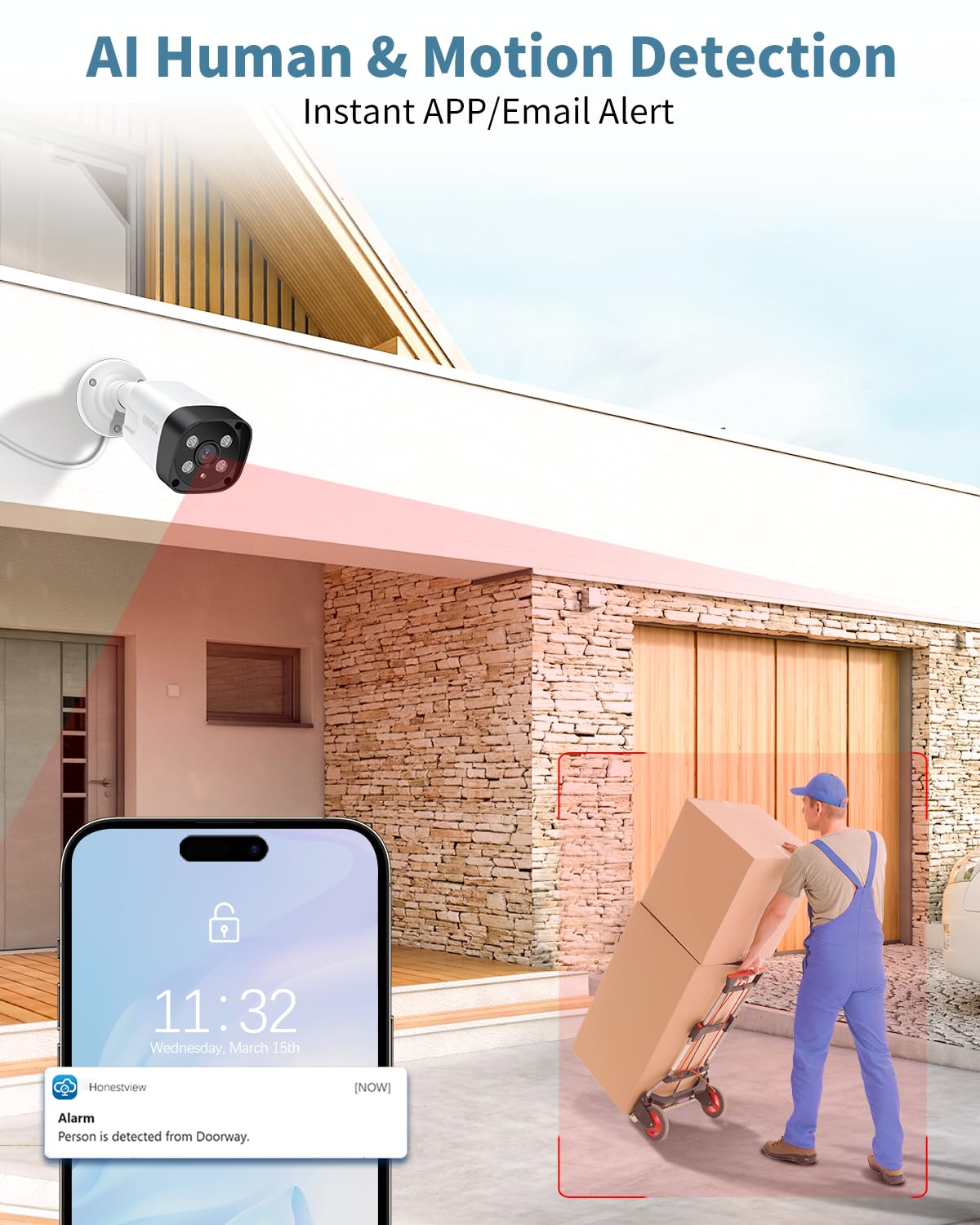 《130°Wide Angle-Lens & Dual Power Mode》Outdoor CCTV Security Camera System with 2-Way Audio,8.0MP IP Wired Security Cameras,Home Surveillance Video Equipment with 4K NVR