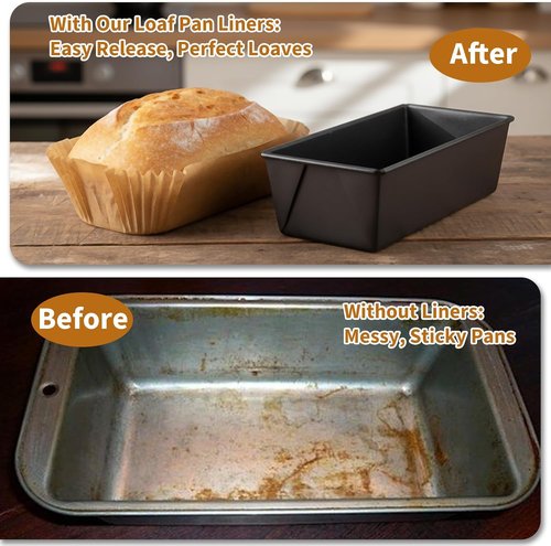 Loaf Pan Liners - 100 Pcs Disposable Non-Stick Parchment Paper for 9x5 Inch Baking | Perfect for Banana Bread & Cakes