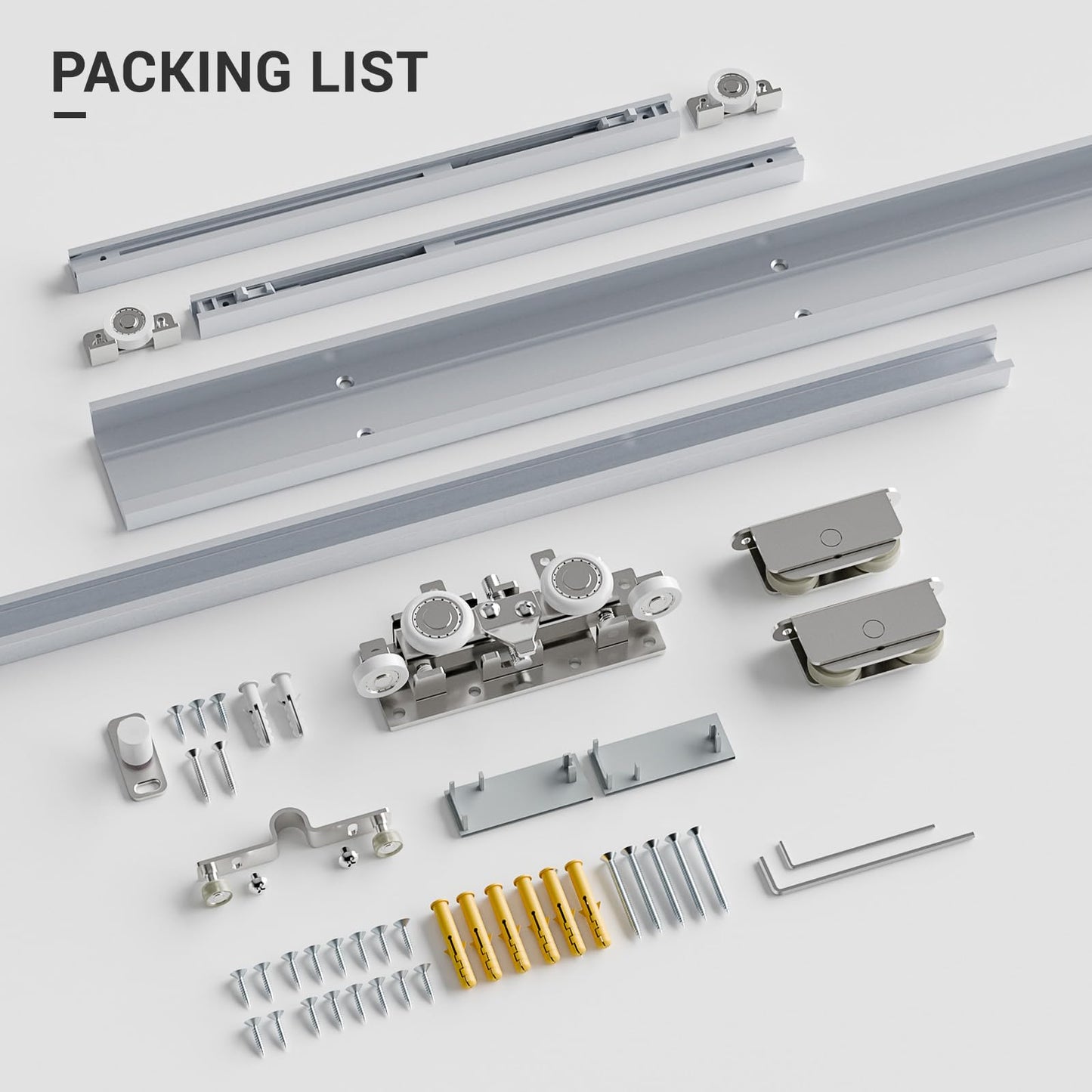 BINOTE 32” Concealed Sliding Barn Door Hardware with Soft Close Mechanism, Trackless Sliding Door Kit, Aluminum Hidden Track for Interior (Door is Not Included)